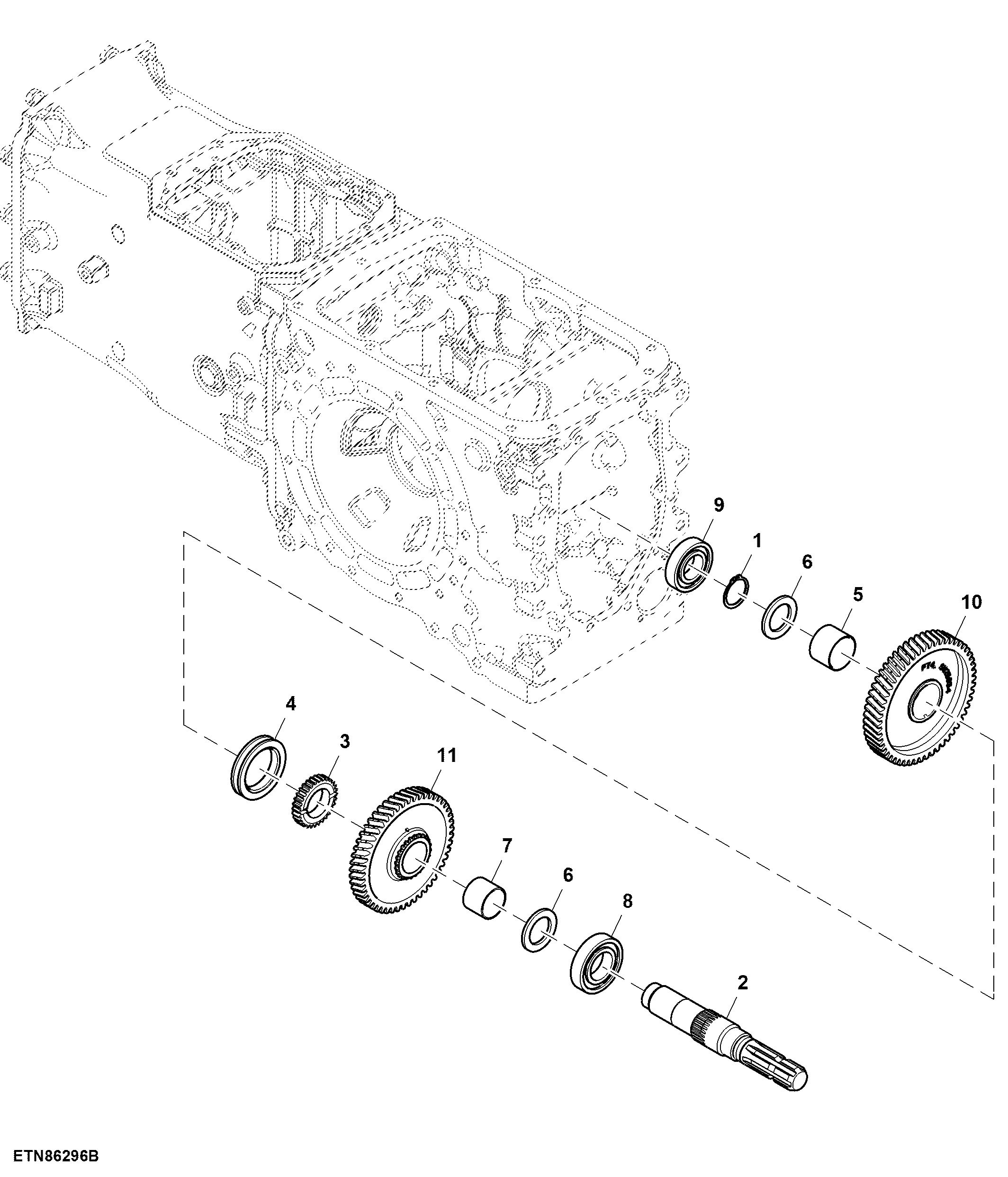 Countershaft, PTO Output, 12 X 4 Transmission