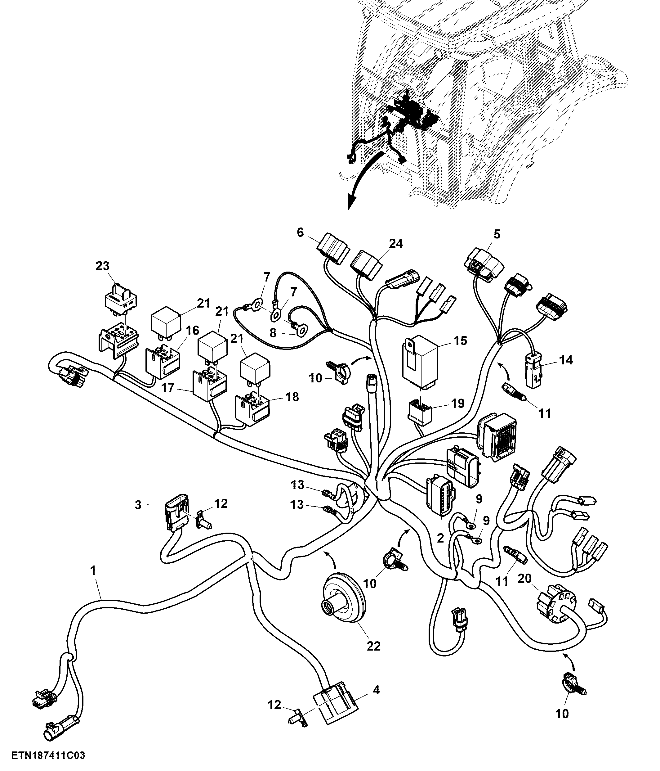 Console Wiring Harness Connectors (2/2), PowrReverser™, Cab