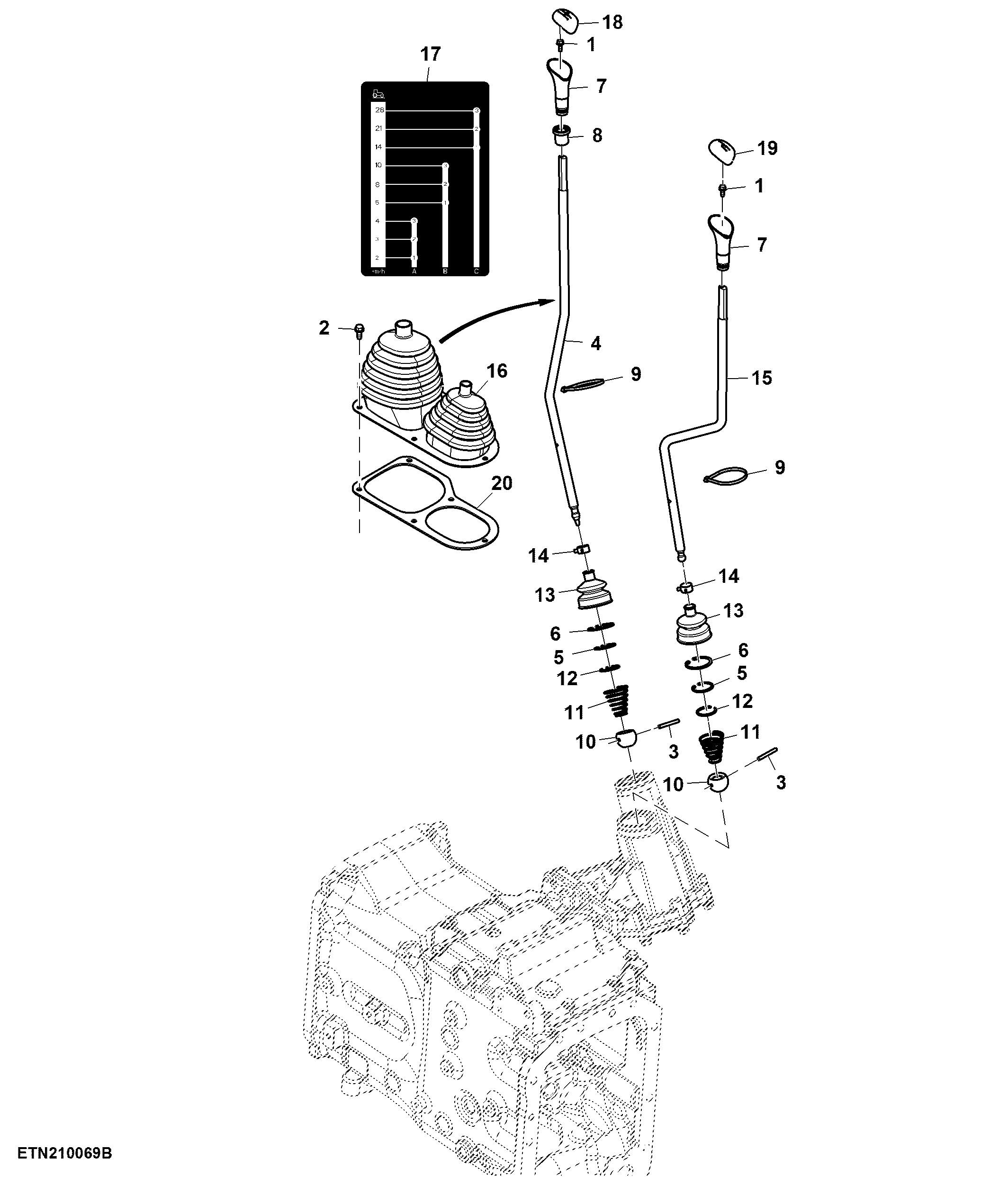 Gear and Range Shift Levers, W/ Boot, SyncShuttle™