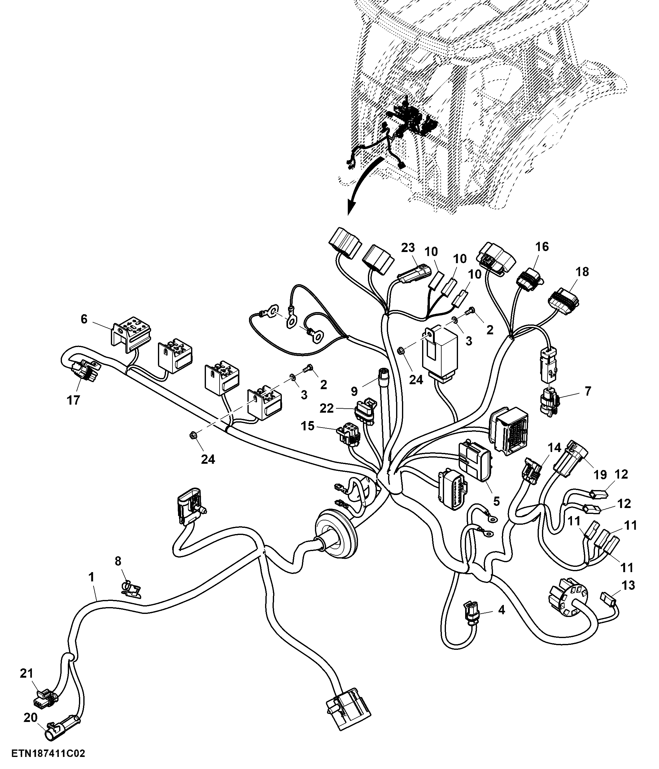 Console Wiring Harness Connectors (1/2), PowrReverser™, Cab