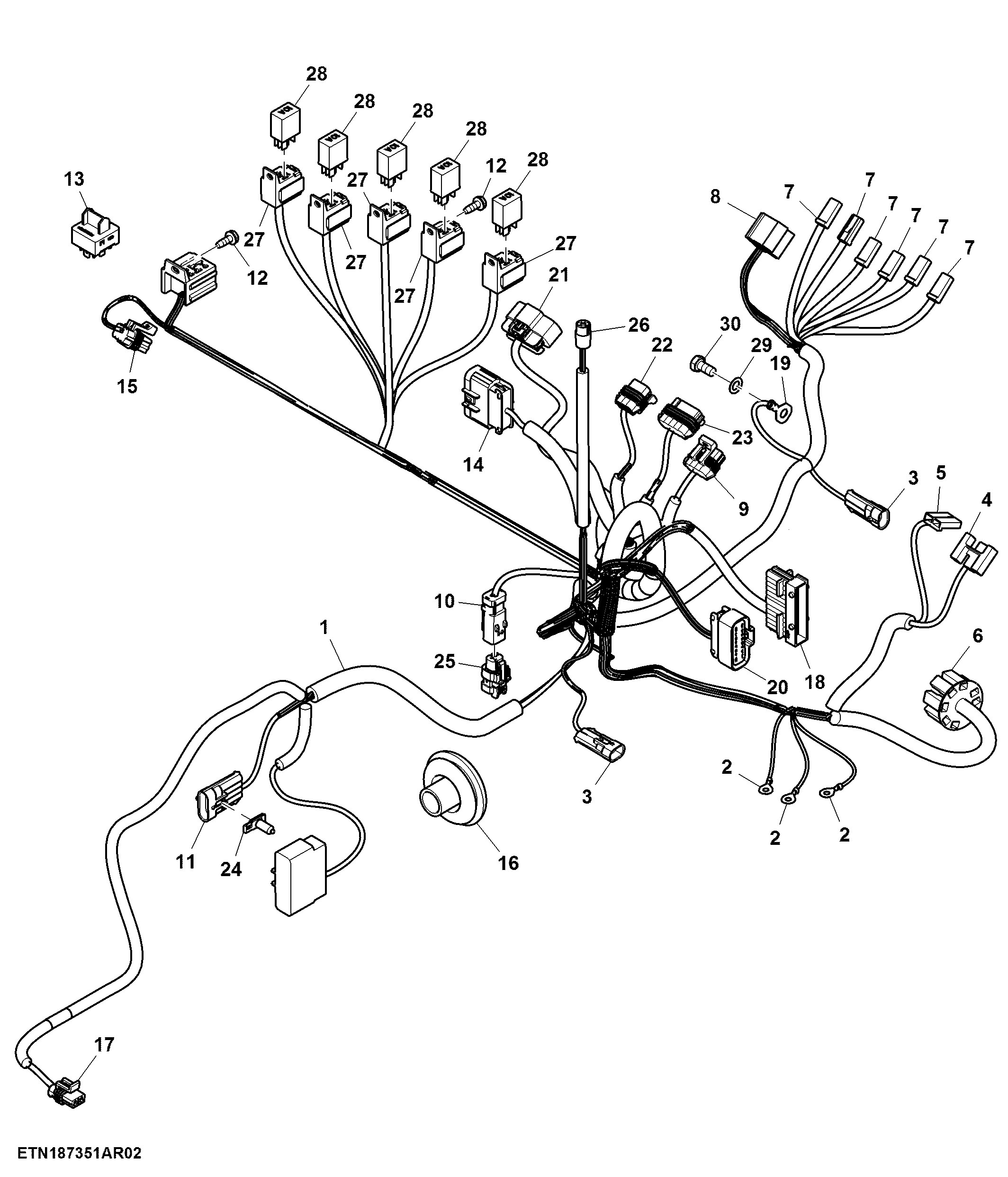 Front Console Harness, W/O PowrReverser™ Cab (5/6)