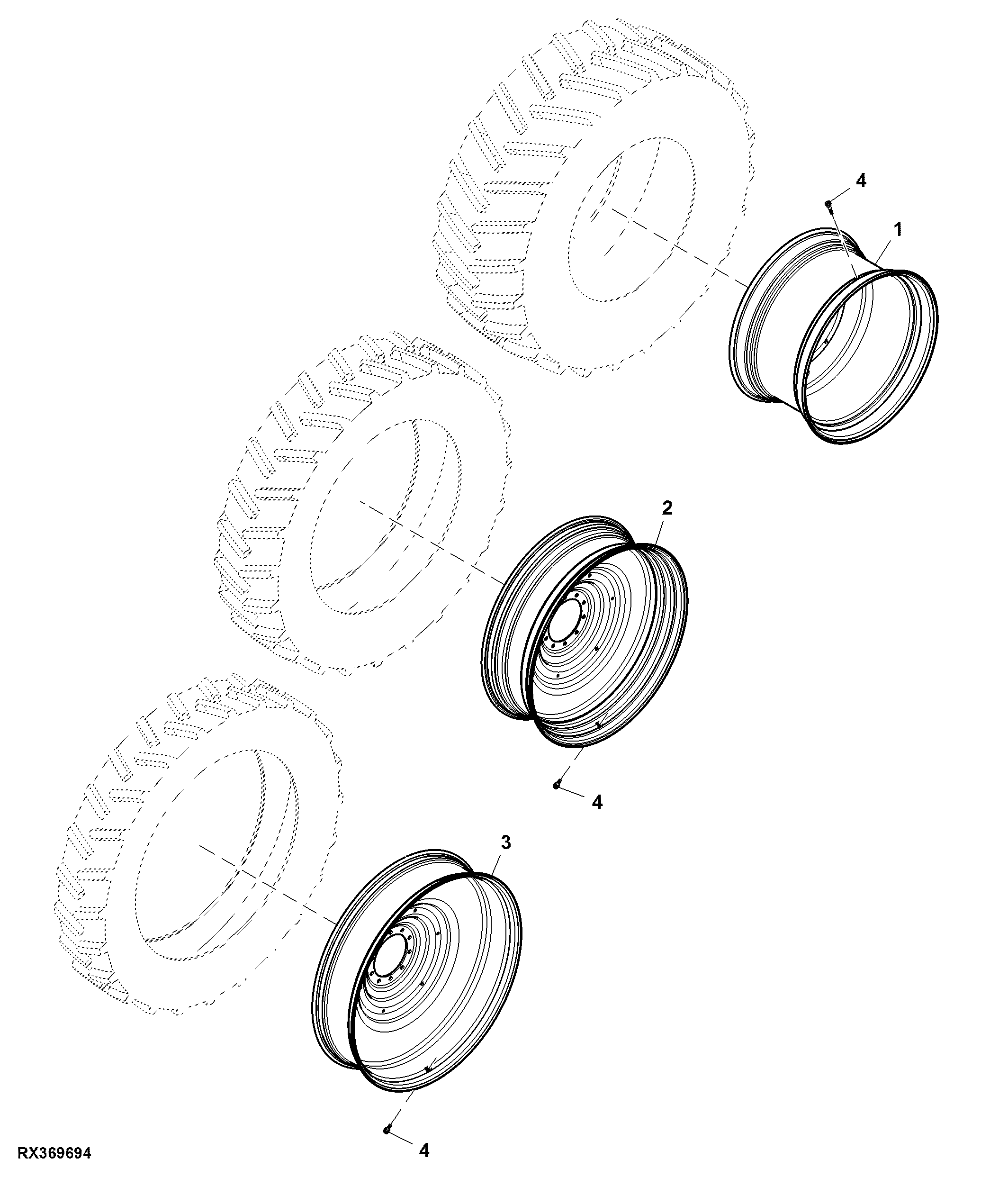 Dual Rear Wheel, 2 Positions, Group 48 Tires, RH Illustrated