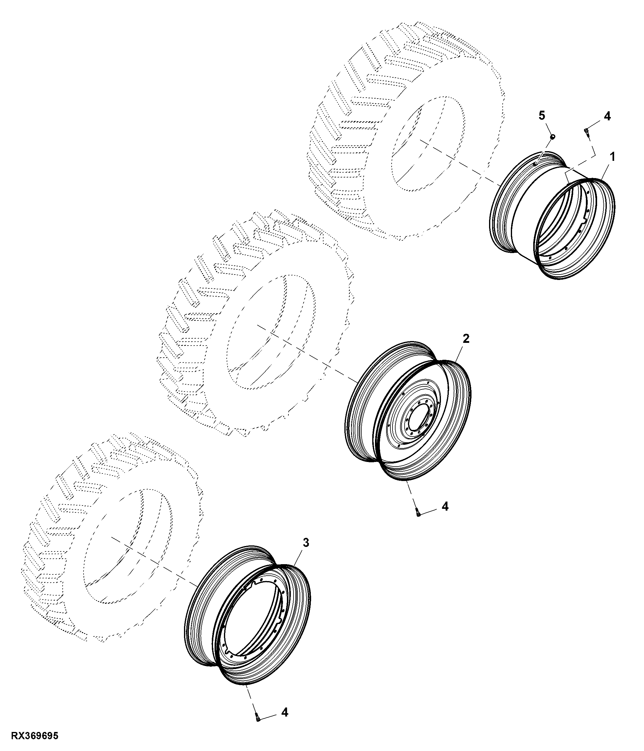 Rear Wheel, 2 Positions, Group 47 Tires, LH Illustrated