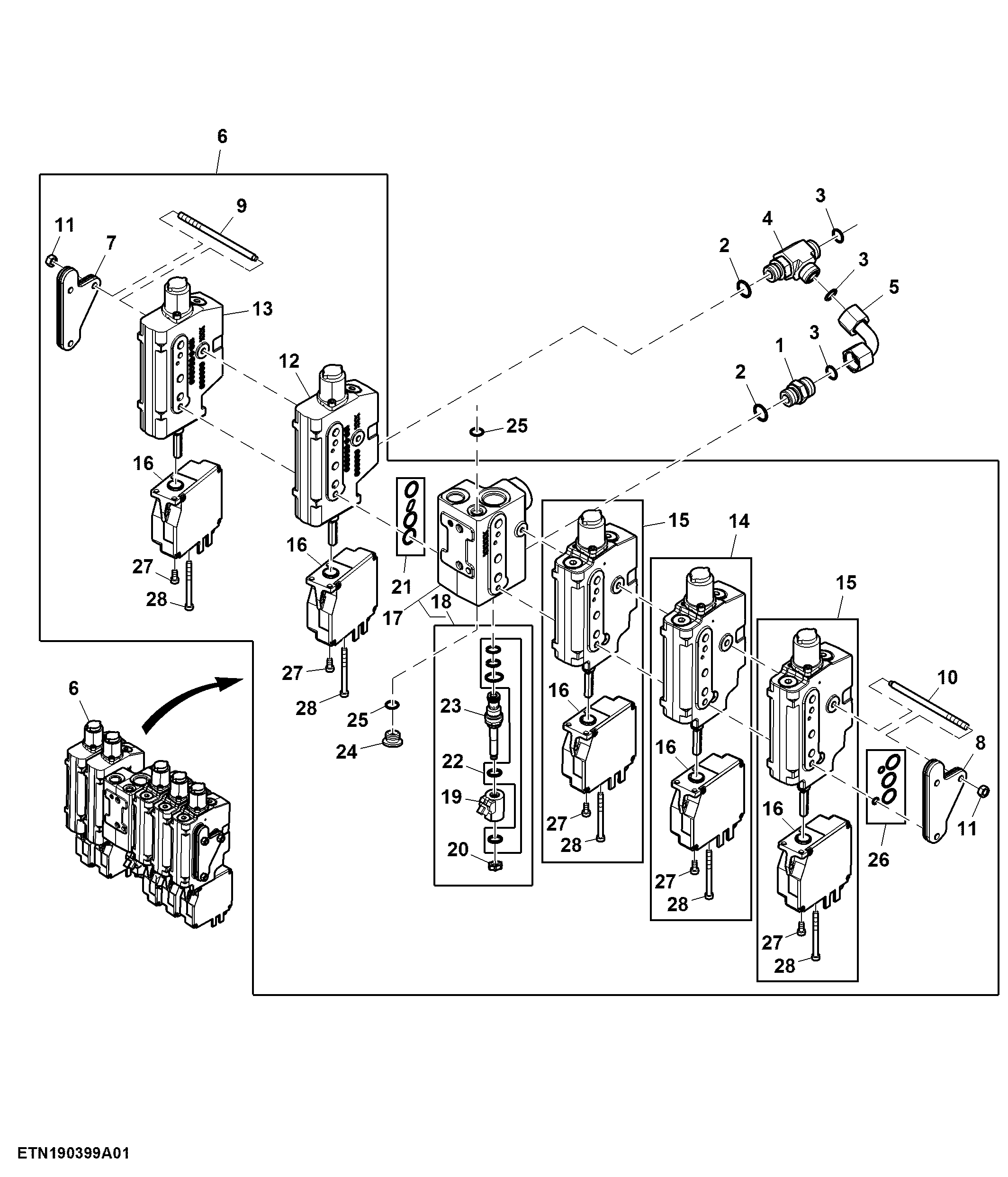 Electrical Midstack SCV, W/ 3 Functions, W/ Front Hitch Control Valve (937676 - 977138)