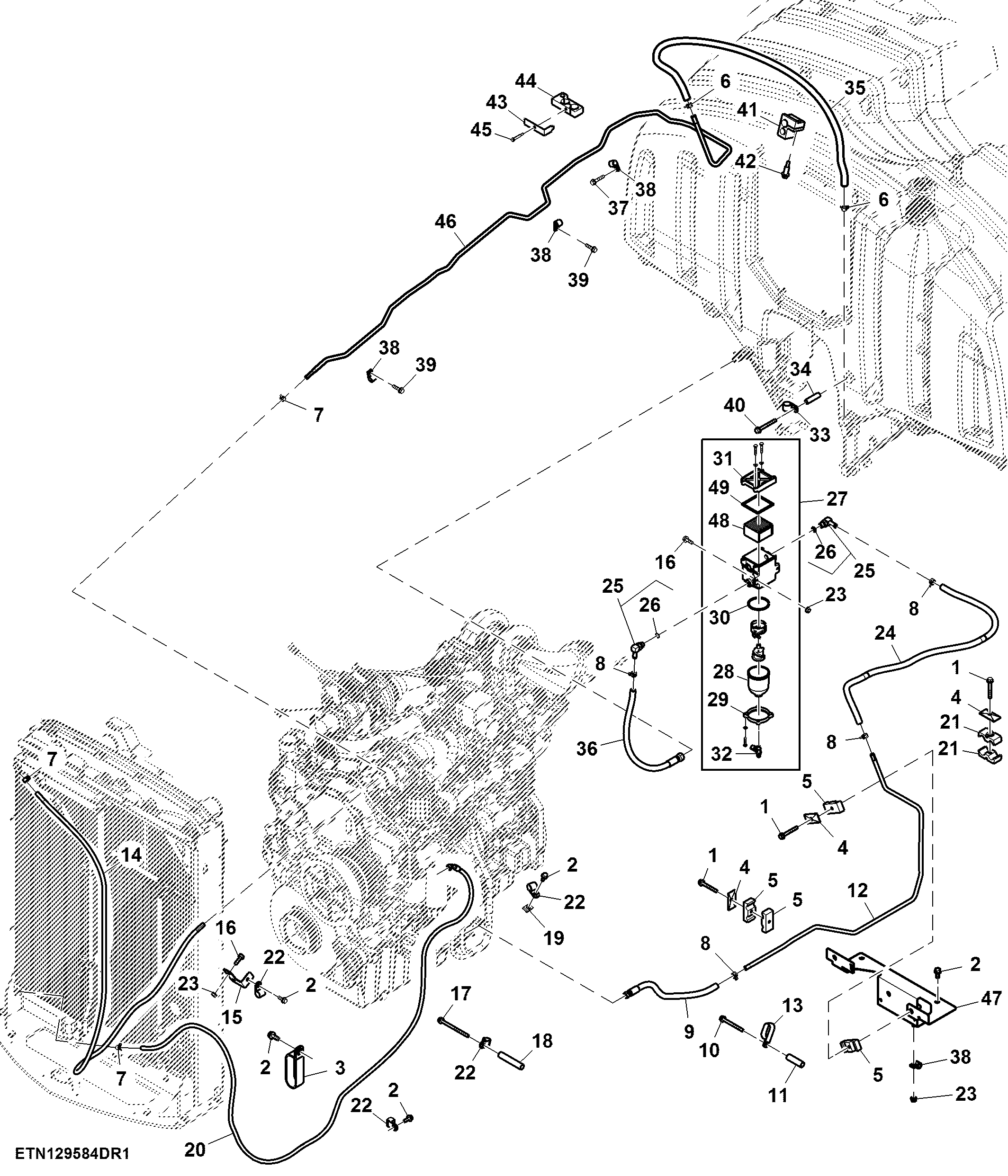 Fuel Line, W/ Water Separator, 13.5 L, FT4 Engine ( - 801464)