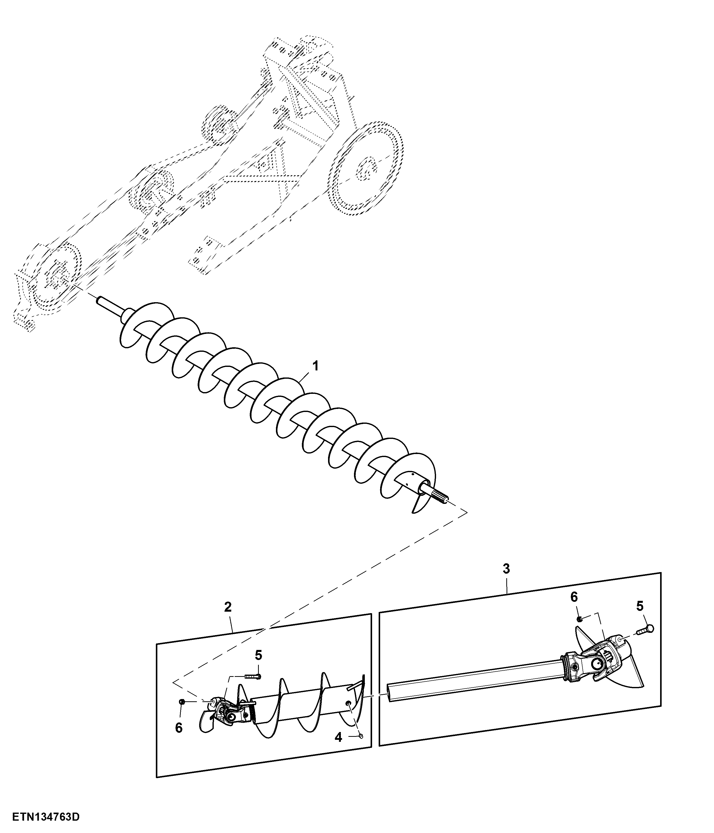Grain Tank Unloading Auger, 1.6 bps, High Wear, Rice