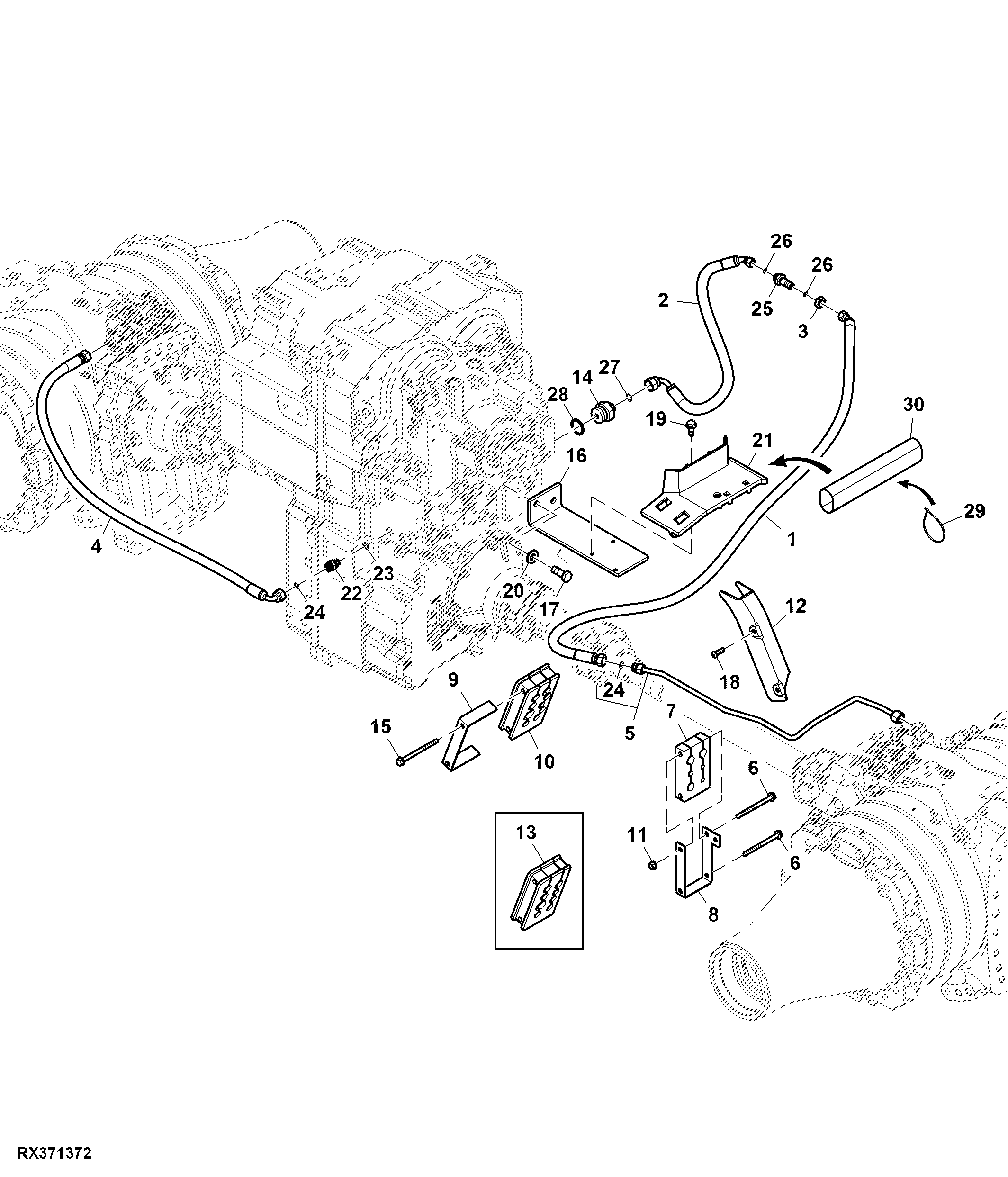 Oil Line, Differential Lock, PST, Double Reduction Axle