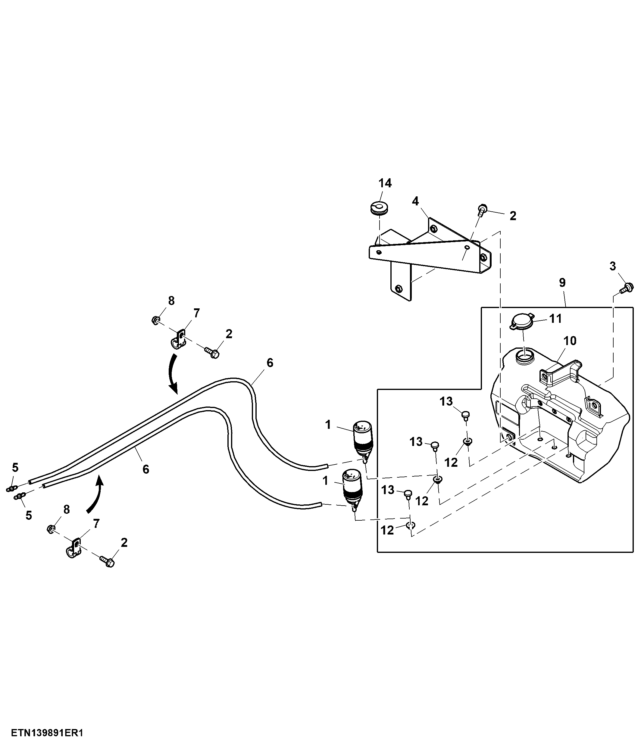 Reservoir, Windshield Washer, 2 Pumps ( - 801464)