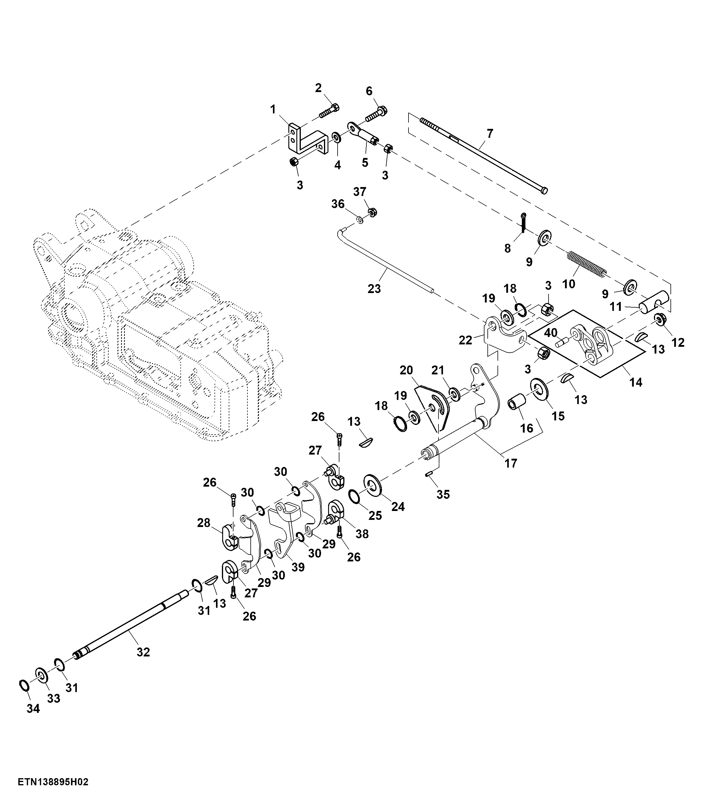 Rockshaft Control Linkages, W/ Hitch Control Valve