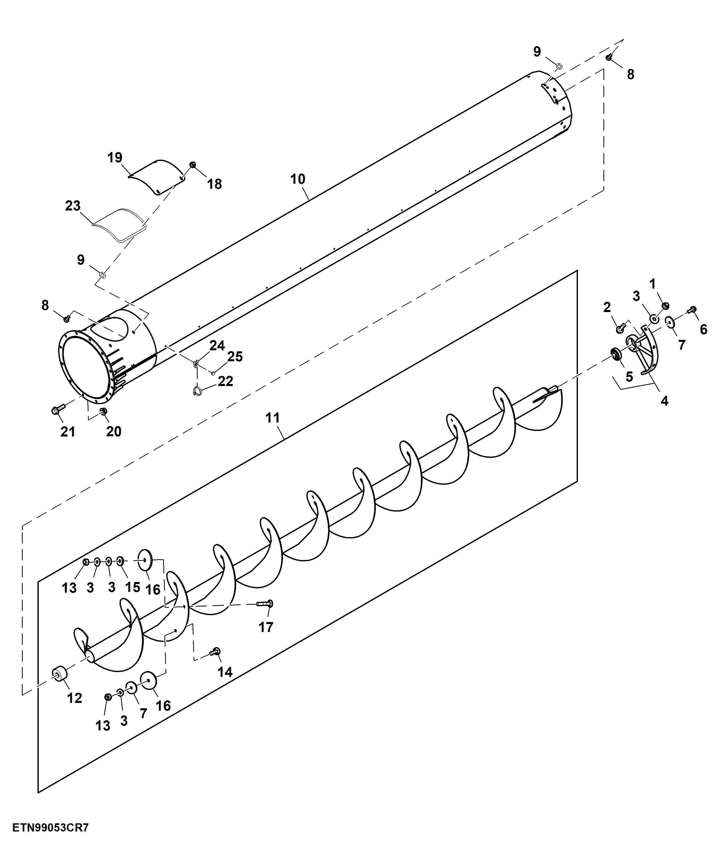 Outer Unloading Auger, 6.9 m (22.5 ft) (110100 - )