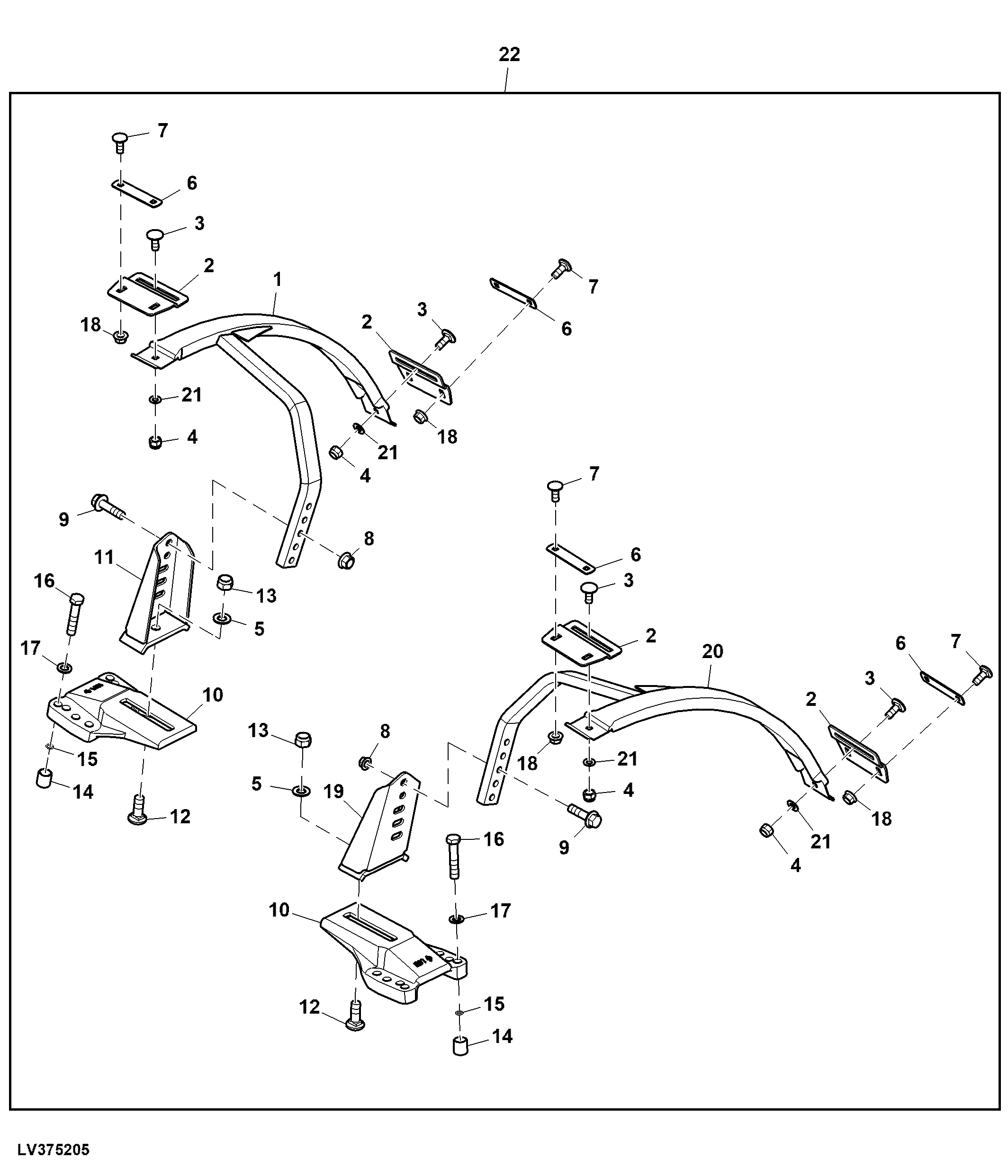 Front Fender Mounts, W/O Loader, Attachment
