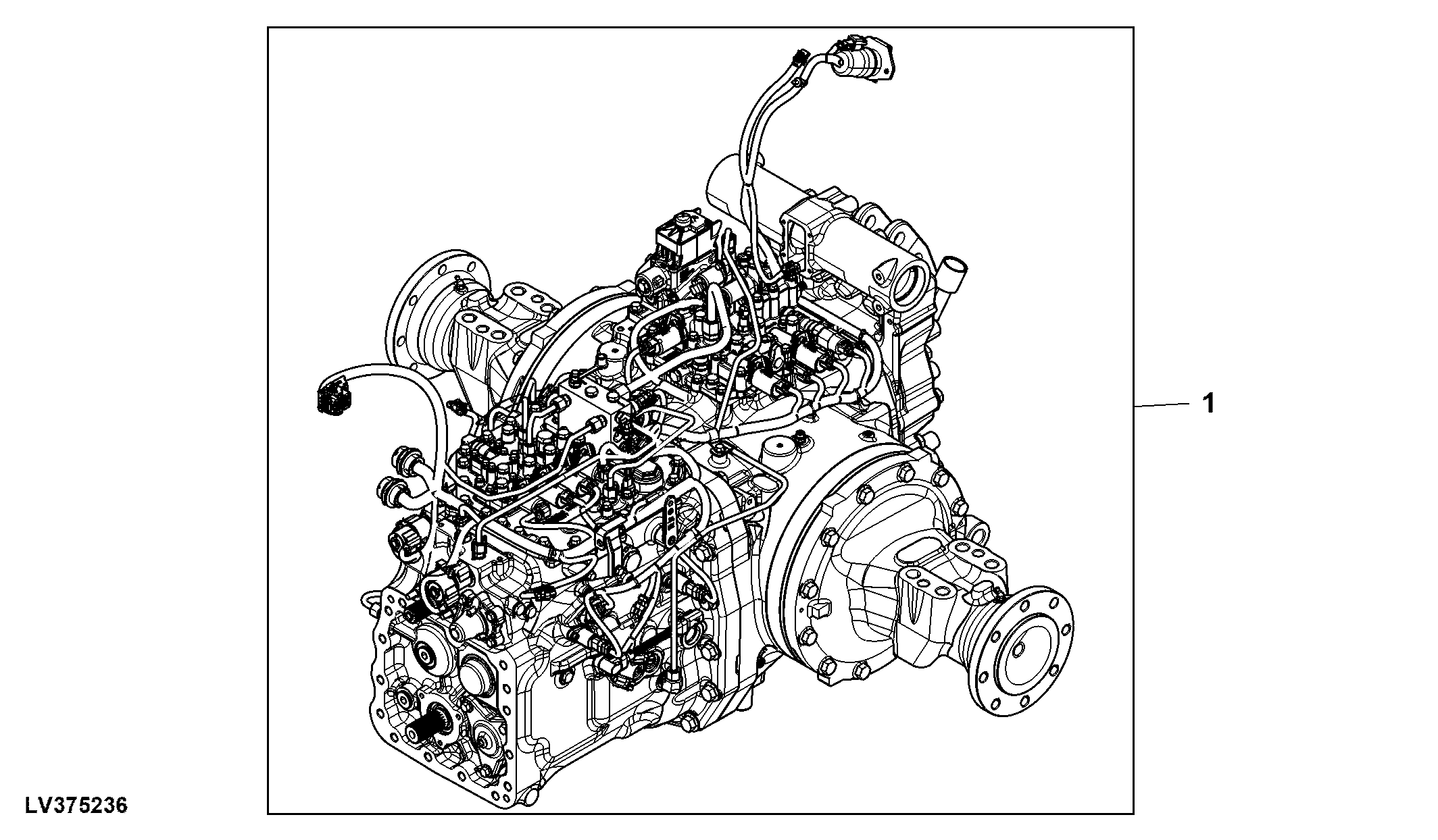 Transaxle W/ 45 Cm³ Hydraulic pump, 16X16 Transmission