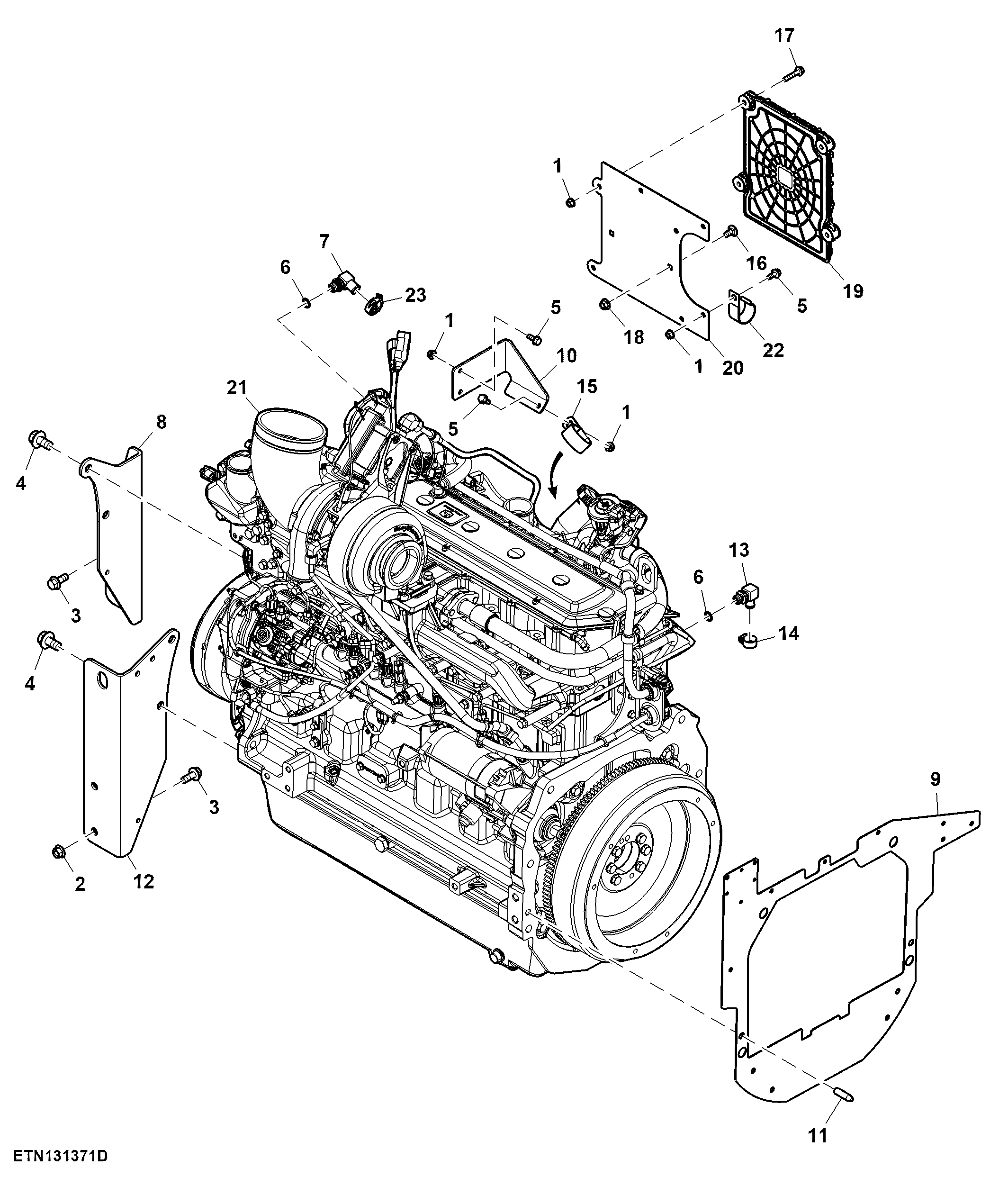 Diesel Engine W/ Engine Control Unit and Mounts, 6.8 L, Tier 3
