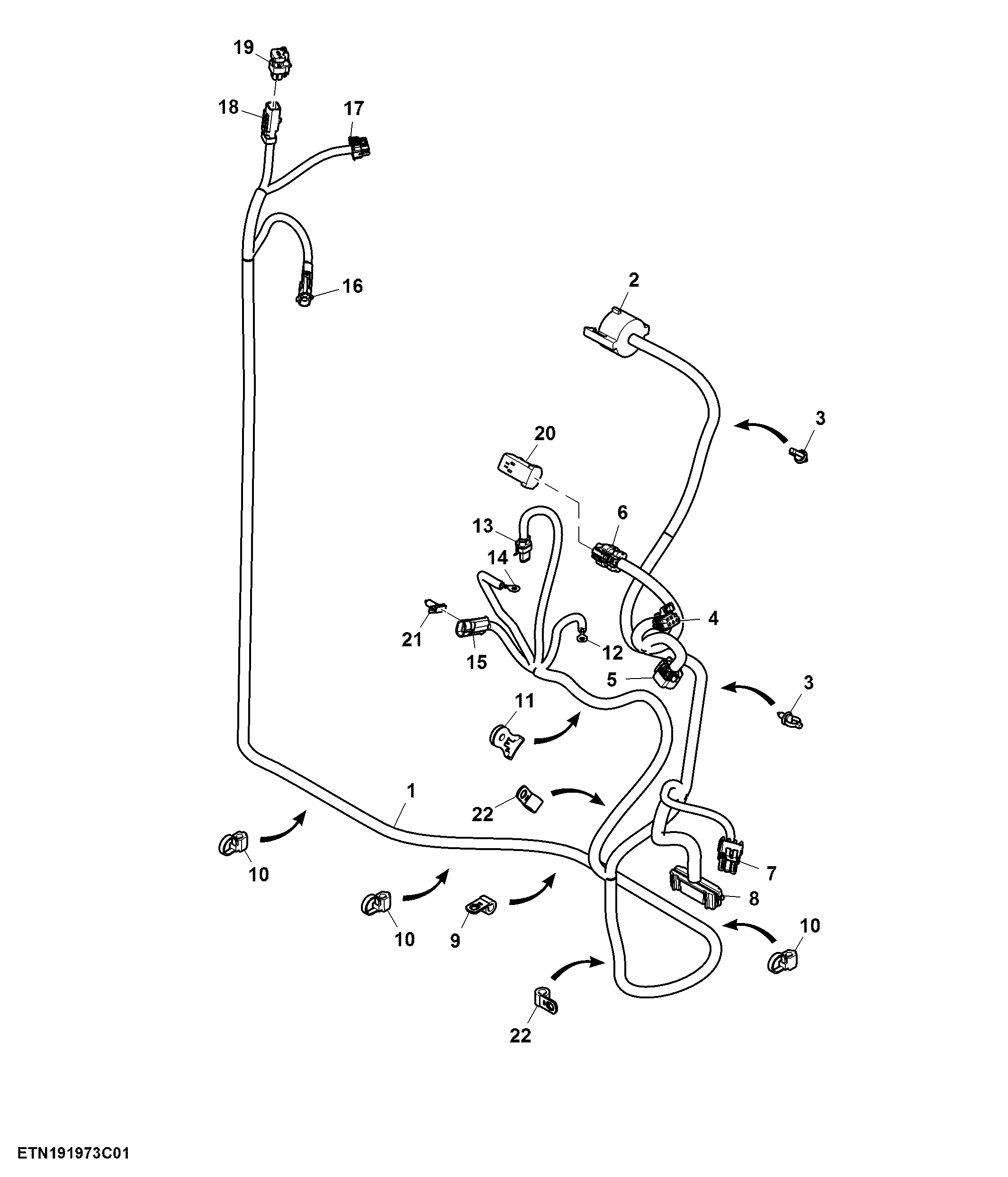 Cab Wiring Harness, PST Transmission, RH Console (1/10)