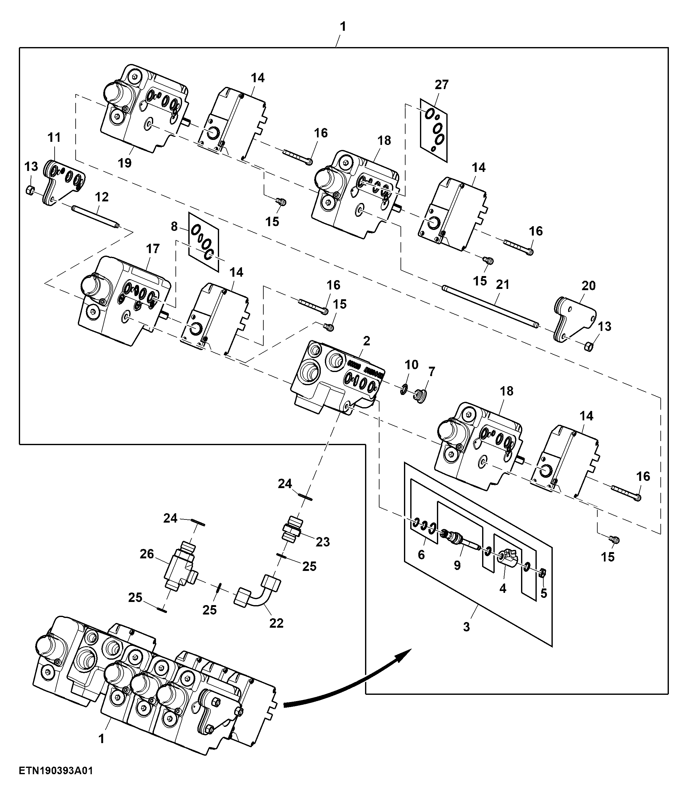 Electrical Midstack SCV, W/ 3 Functions, W/ Front Hitch Control Valve (937676 - 977138)