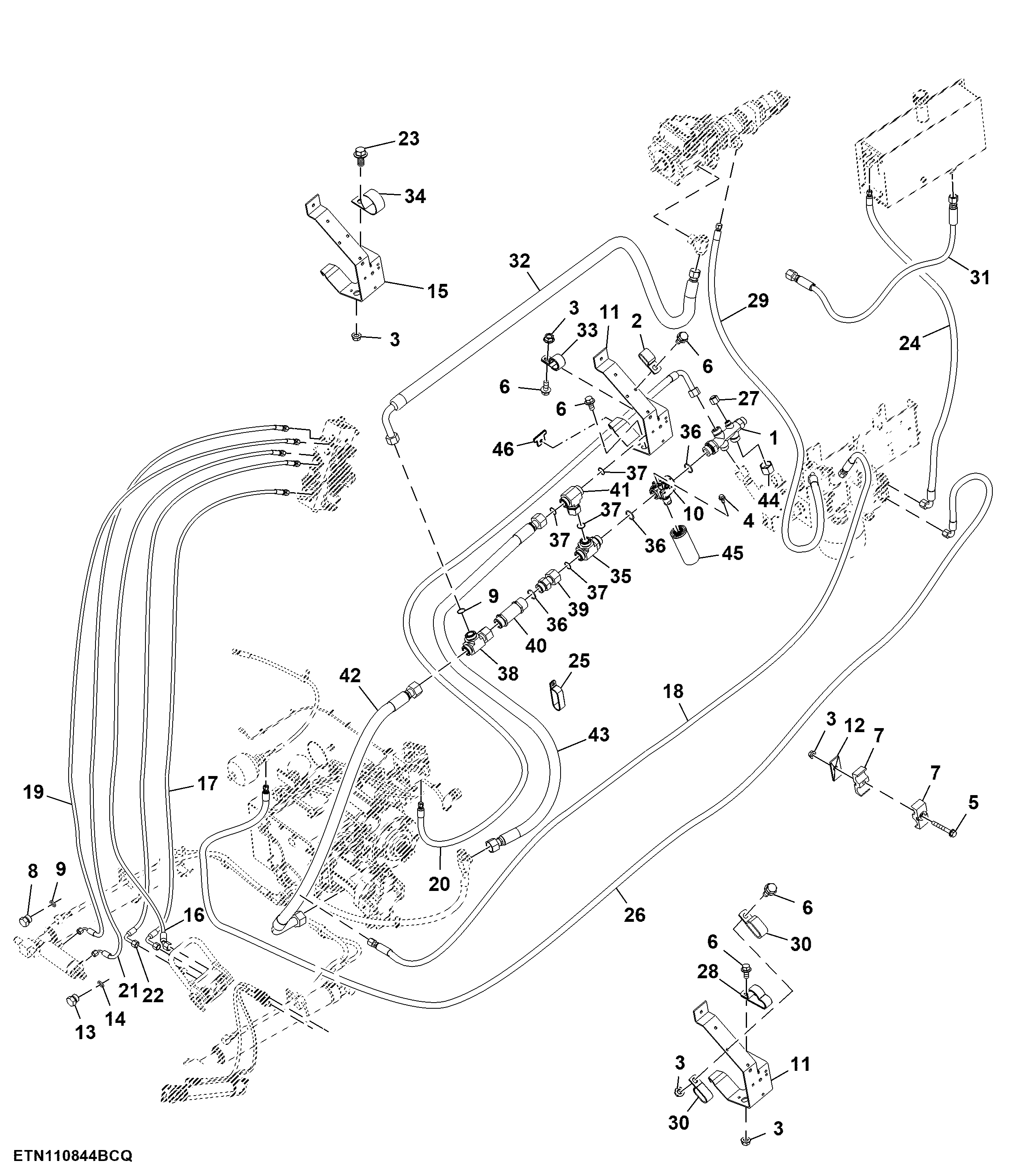 Main Hydraulic Filter Assembly, Hoses and Bundle Supports, W/ Contour-Master™ ProDrive™