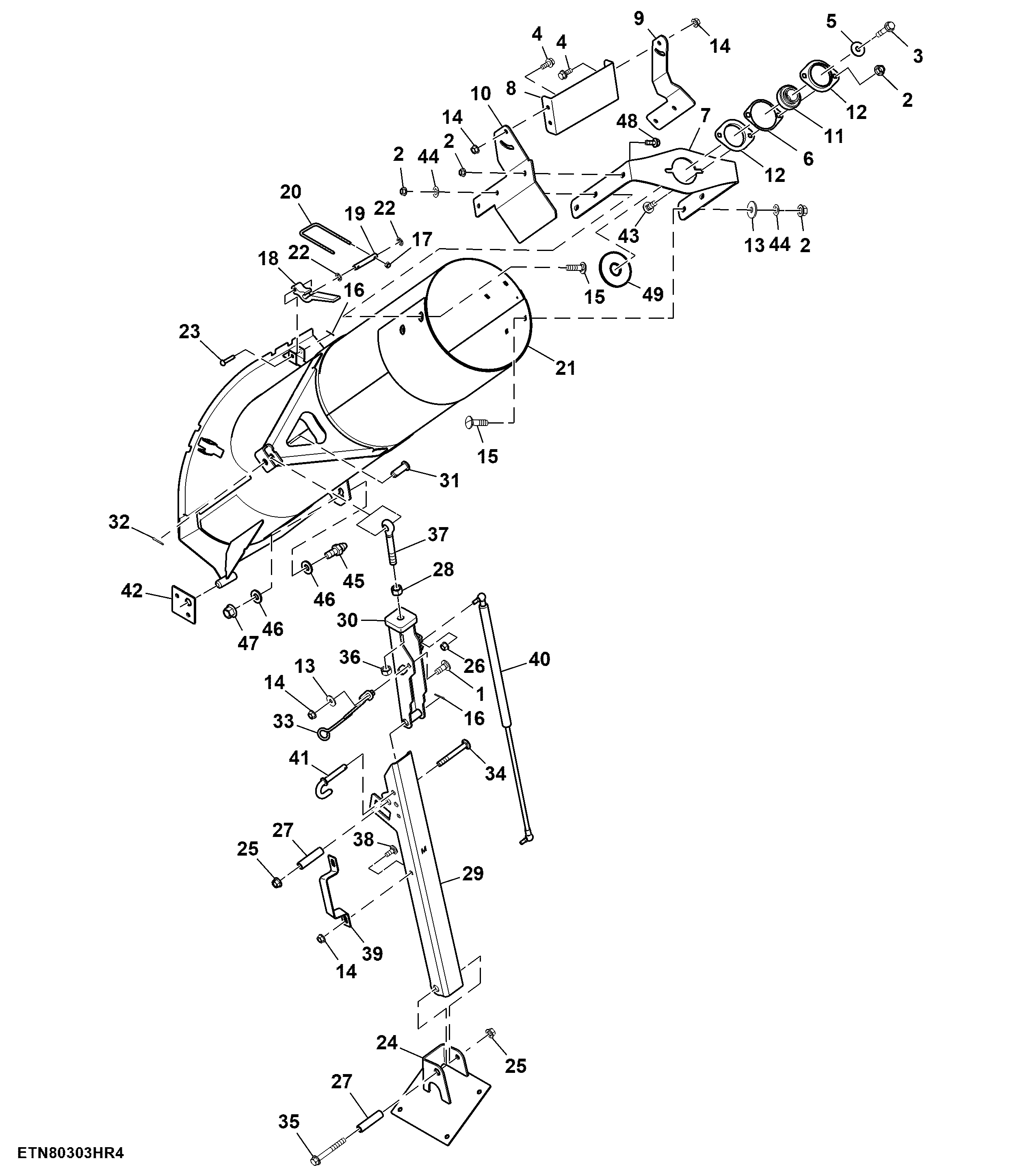 Loading Auger Housing, Manual Fold, 400 Bushels