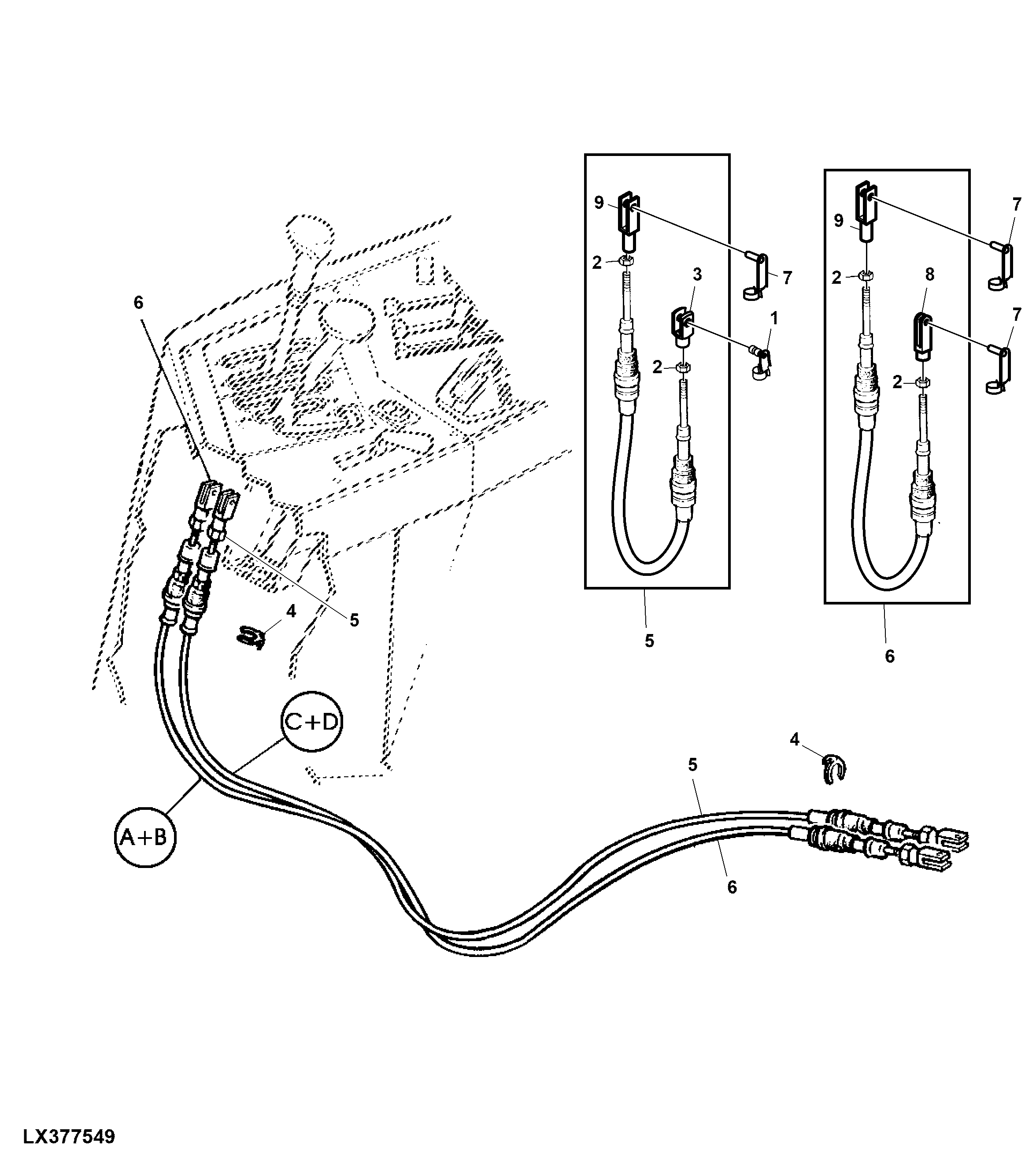 BOWDEN CABLES FOR RANGE SHIFT (SYNCROPLUS OR POWRREVERSER)