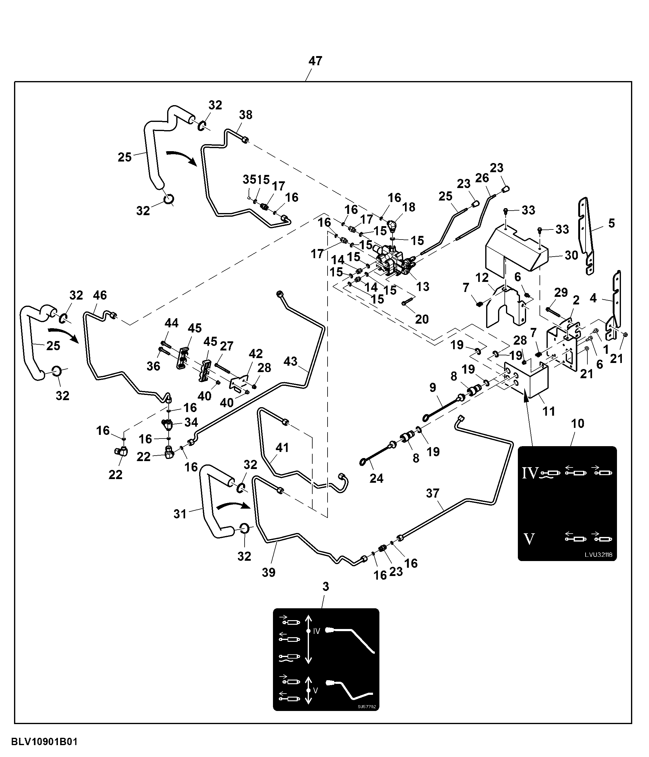 Rear Hydraulic Coupler Lines, Dual Spool Valve, Attachment