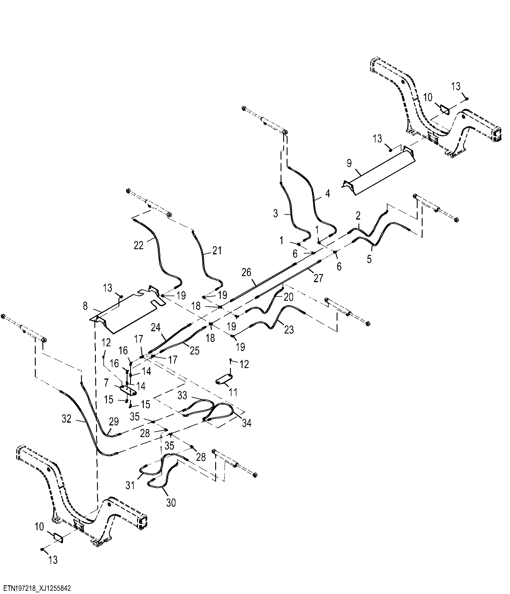 Bunk Hydraulic Lines and Covers, VLS, Extra Short Frame