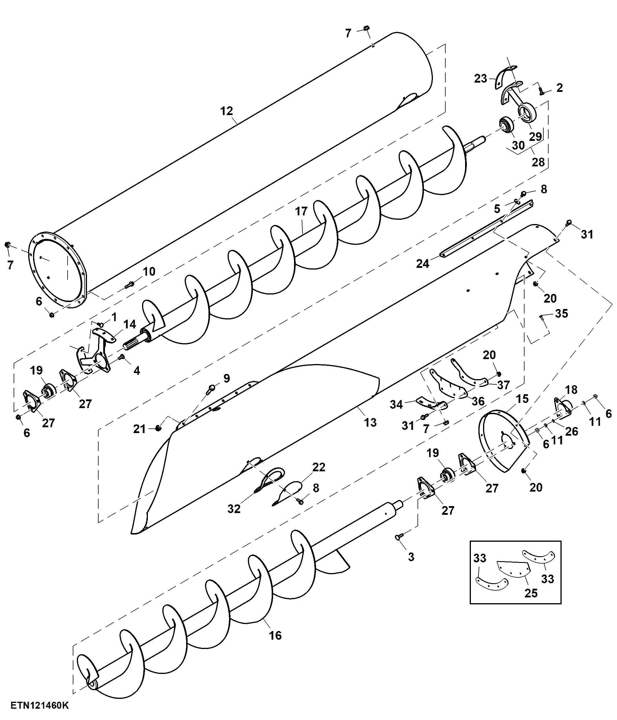 Outer Unloading Auger, 5.5 m (18 ft), 1.8 bps