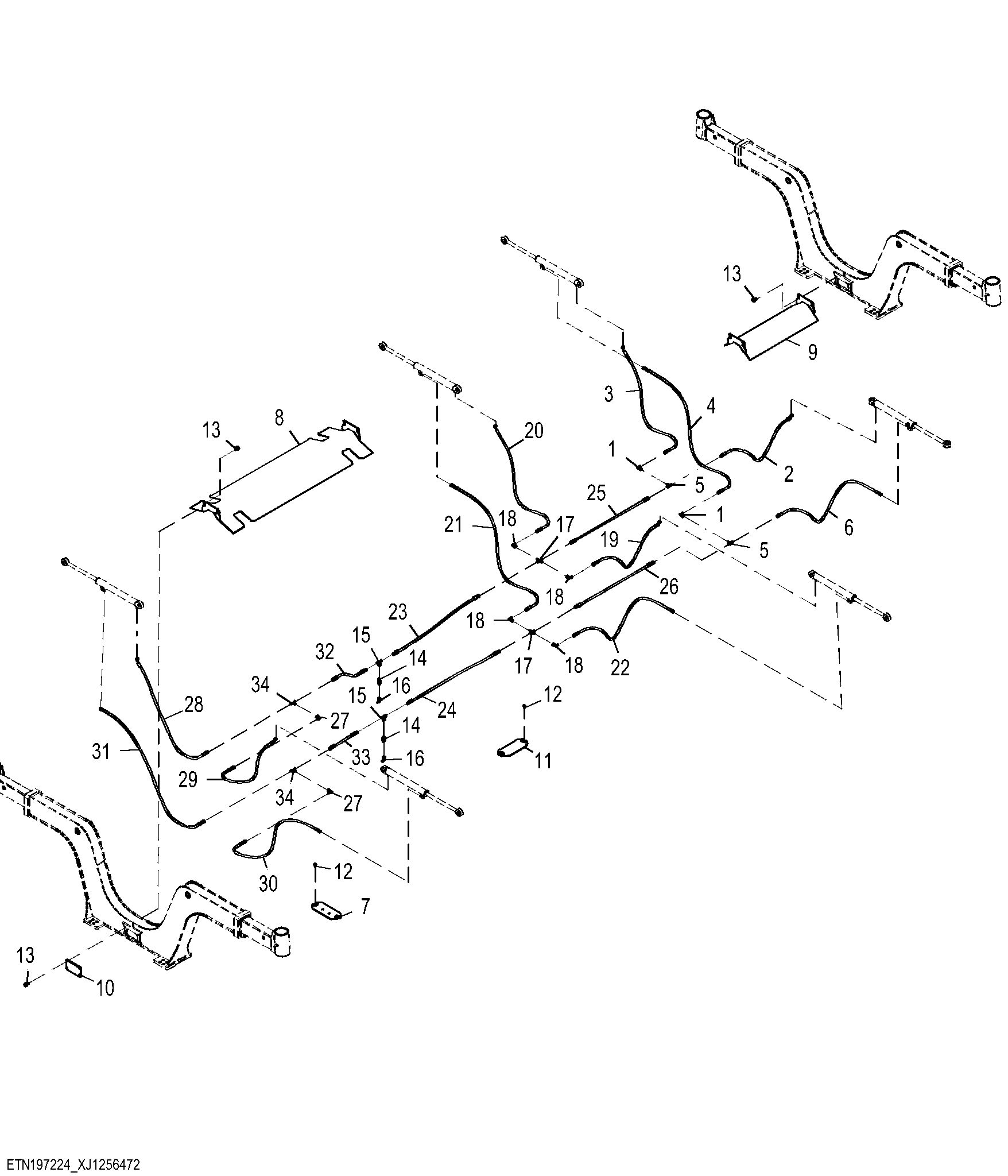 Bunk Hydraulic Lines and Covers, VLS, Short Frame