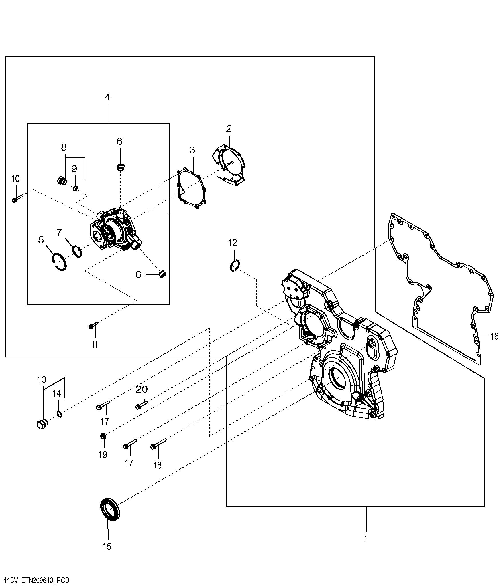 44BV Timing Gear Cover And Water Pump (737336 - )