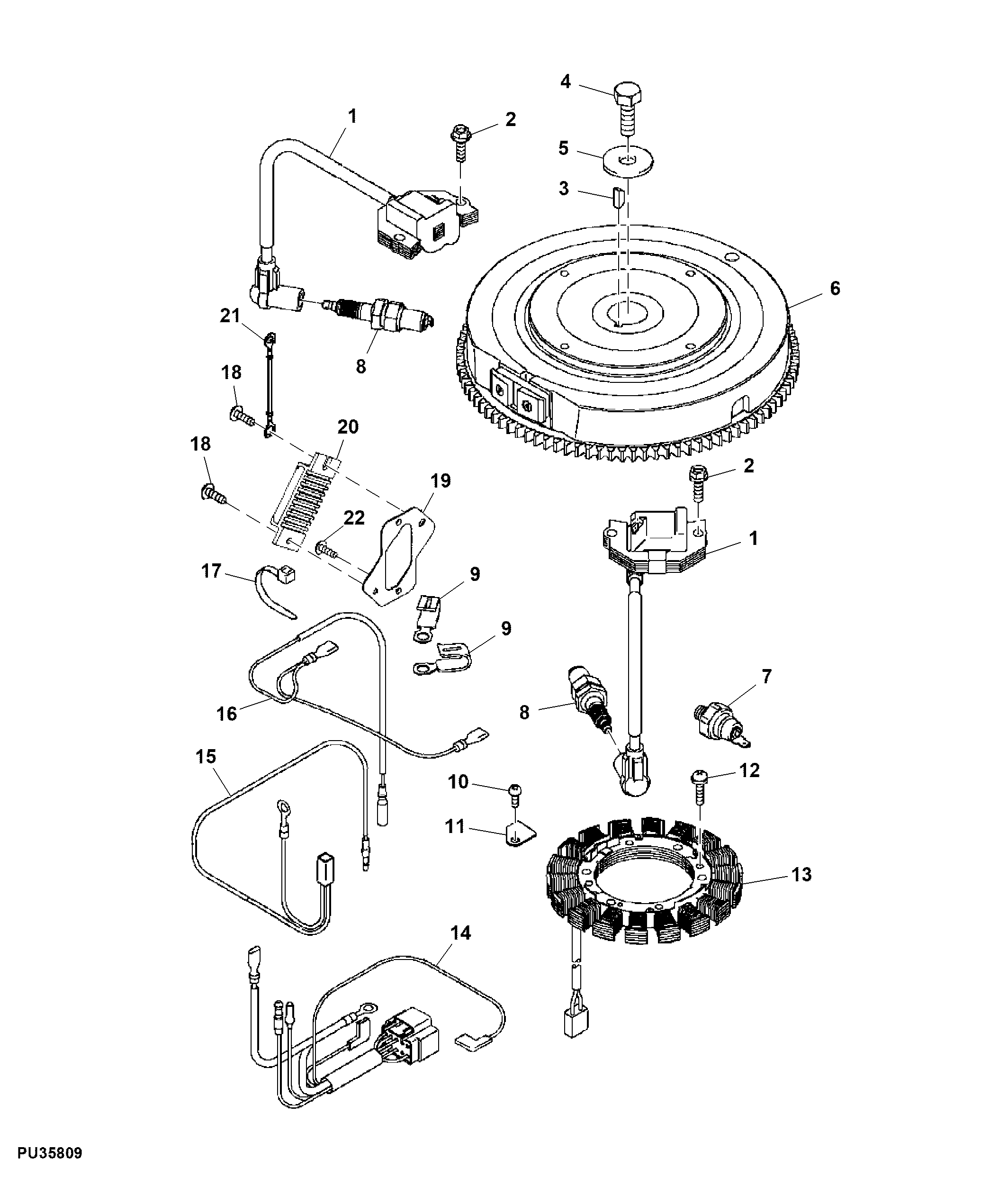 Flywheel, Ignition Coil and Stator (060001 - )