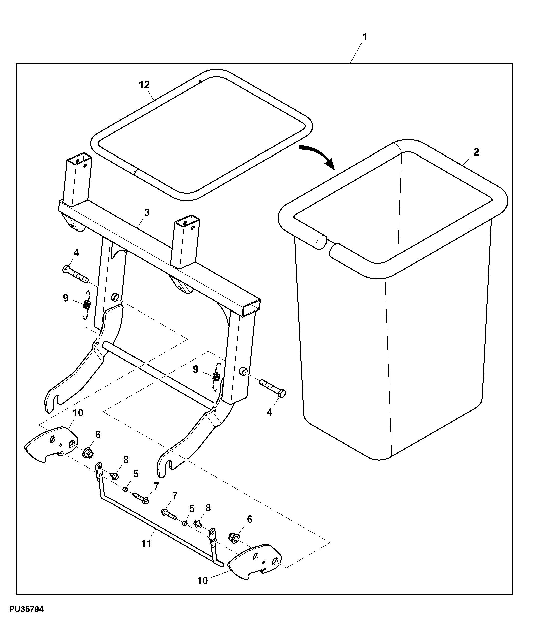Material Collection System, 3-Bag, 14-bushel, Attachment (2/2)