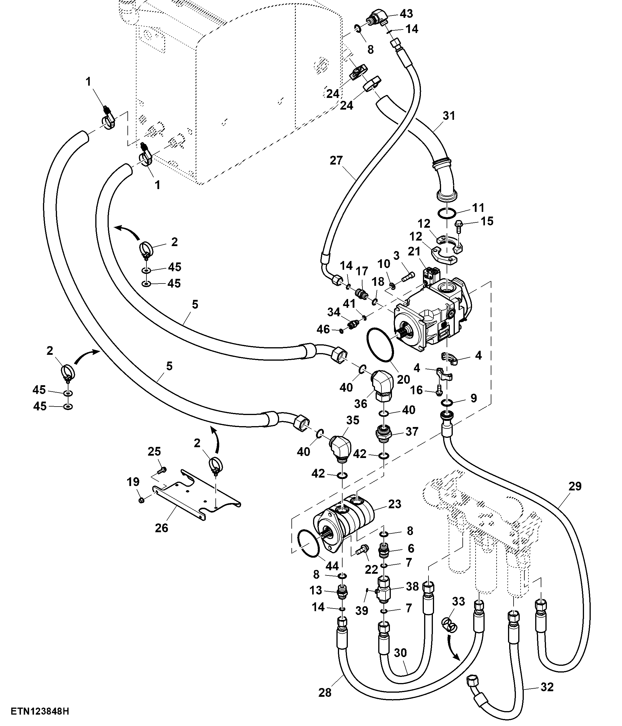Auxiliary Hydraulic Pump Hoses and Fittings