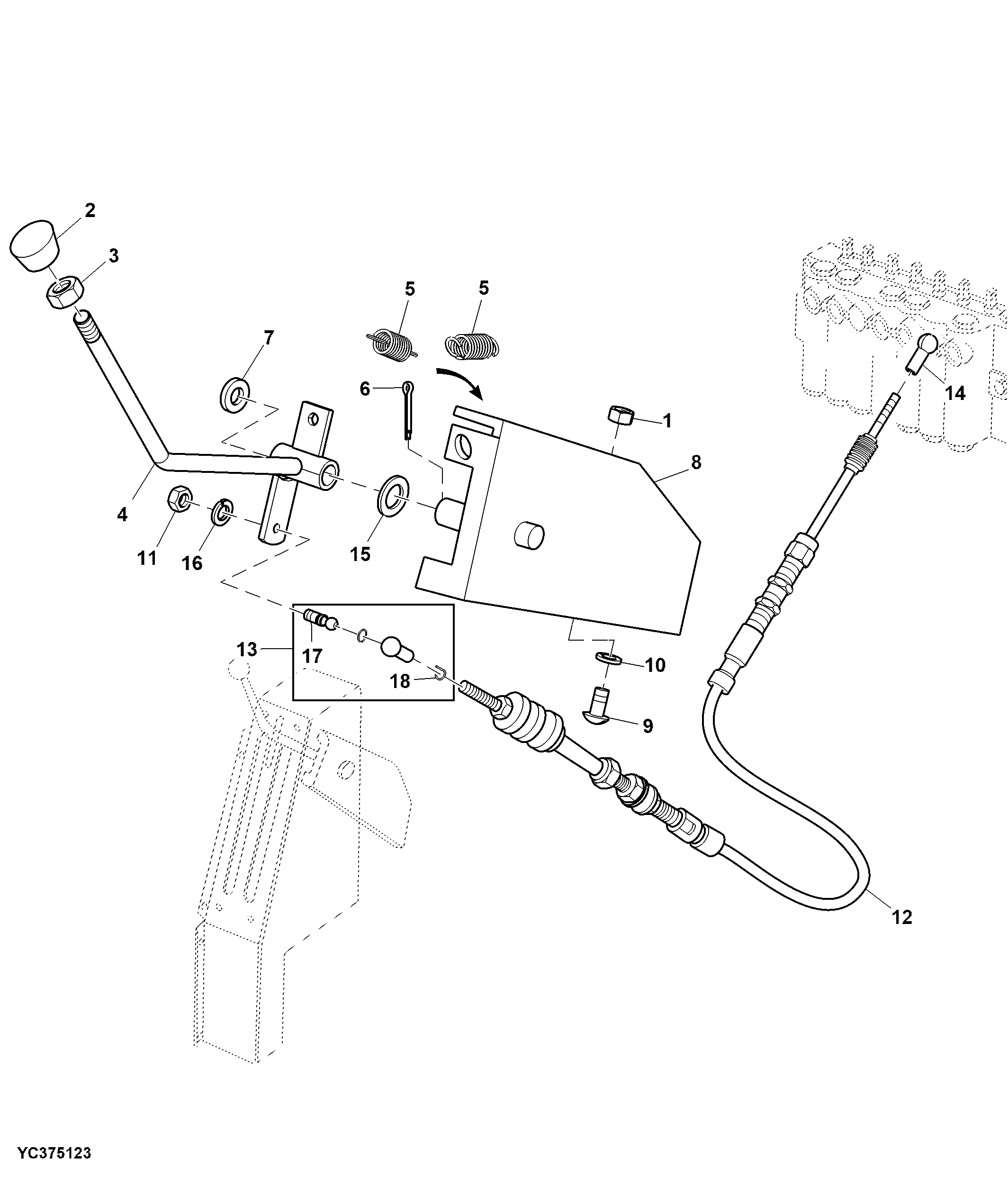 Control Linkage, Hydraulic Swing Unloading Auger