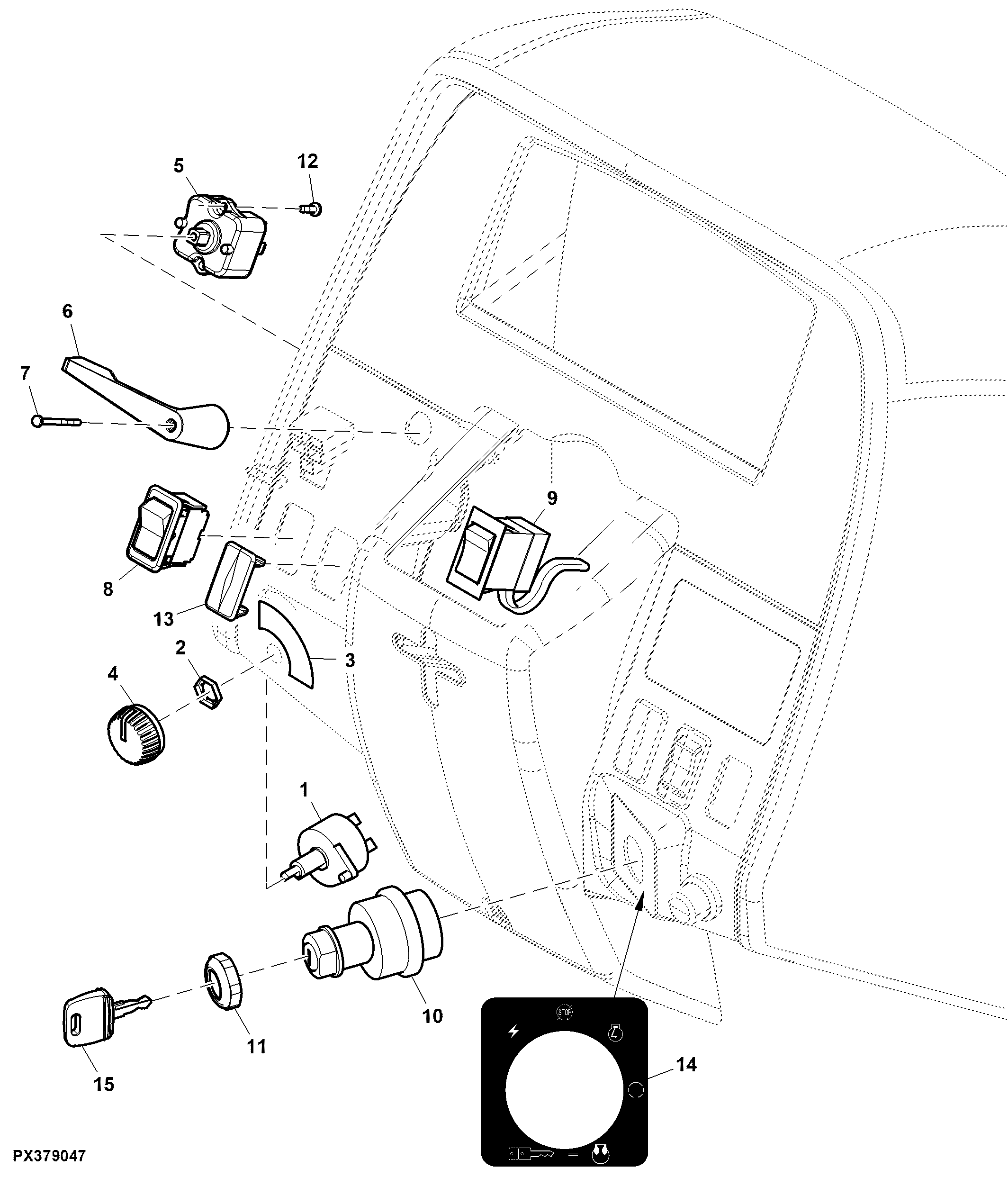 Console Controls / Switches, Cab ( - 009999)