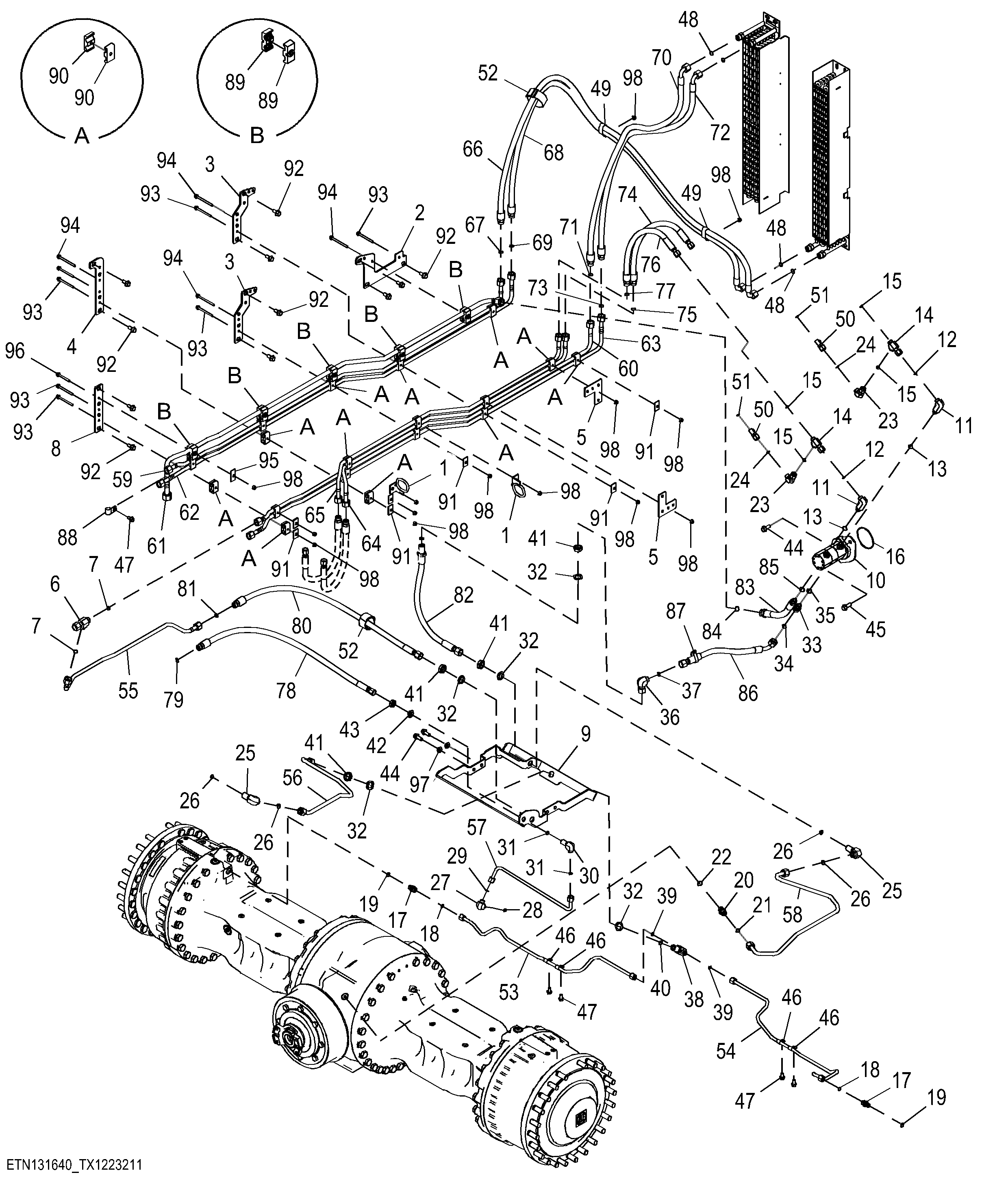 Axle Cooling and Filtration System for Dual Differential Lock, Rear Axle