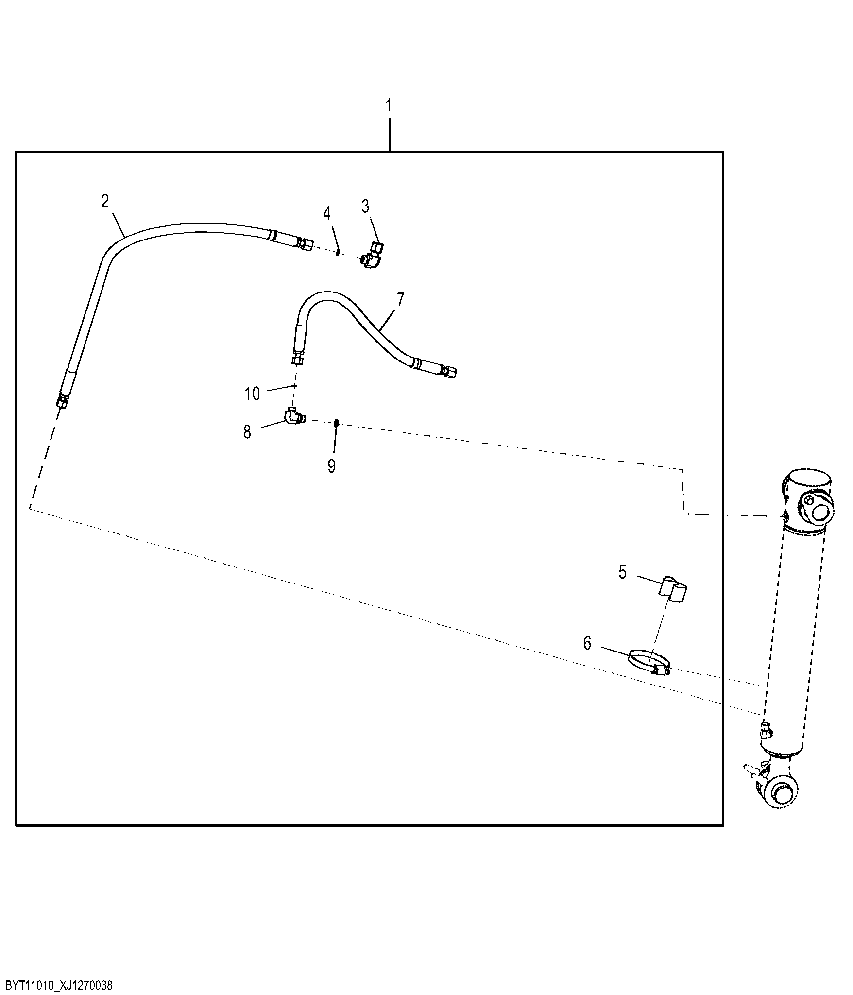Thumb Cylinder Hydraulics Kit, Standard Dipperstick
