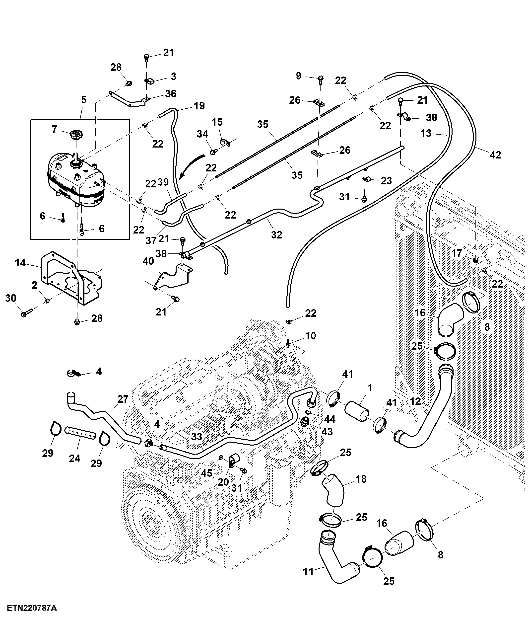 Radiator Hose, 13.5 L, T3 Engine (920001 - )