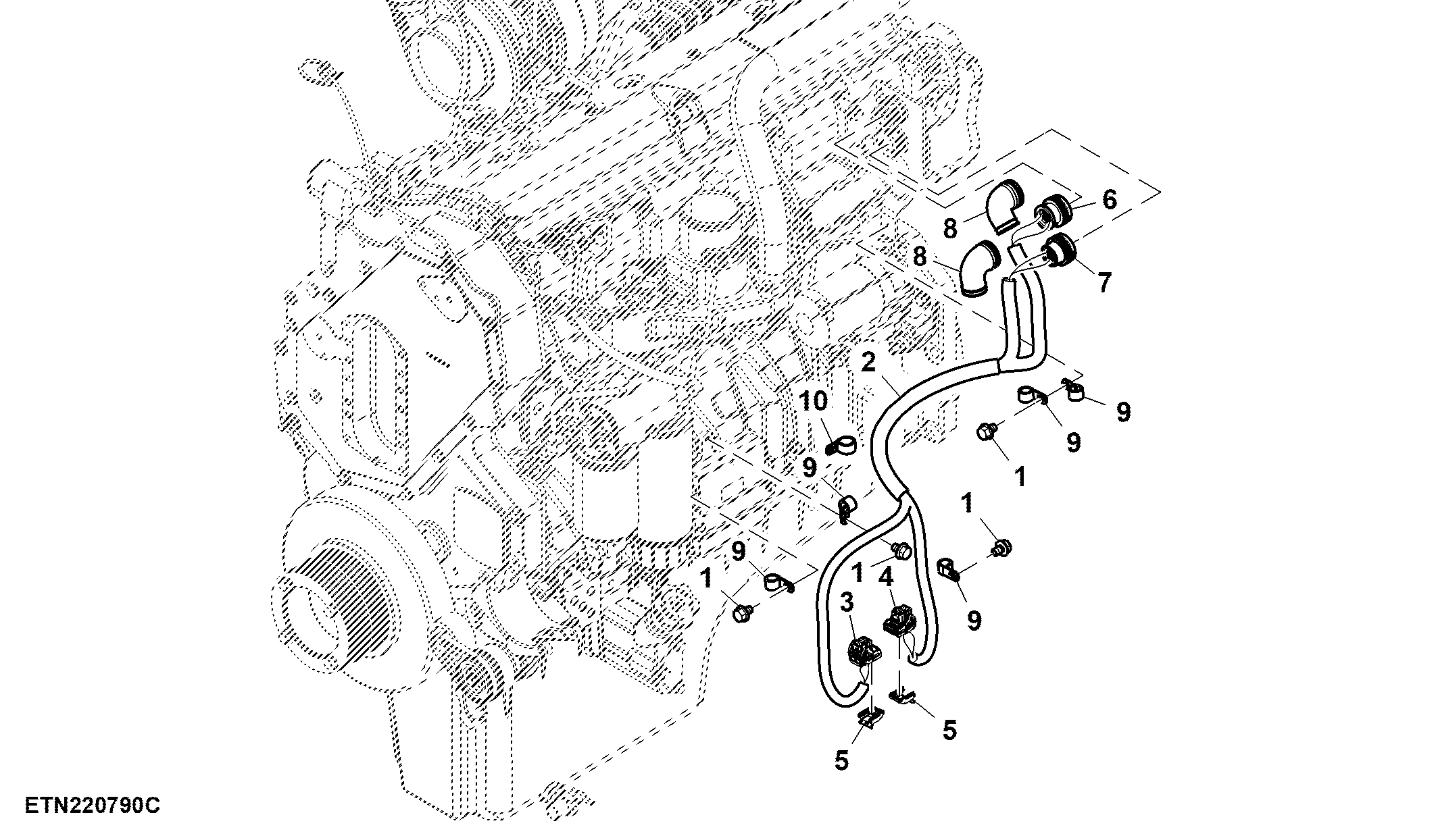 Engine Sensor Wiring Harness,13.5 L, T3 Engine (809001 - )