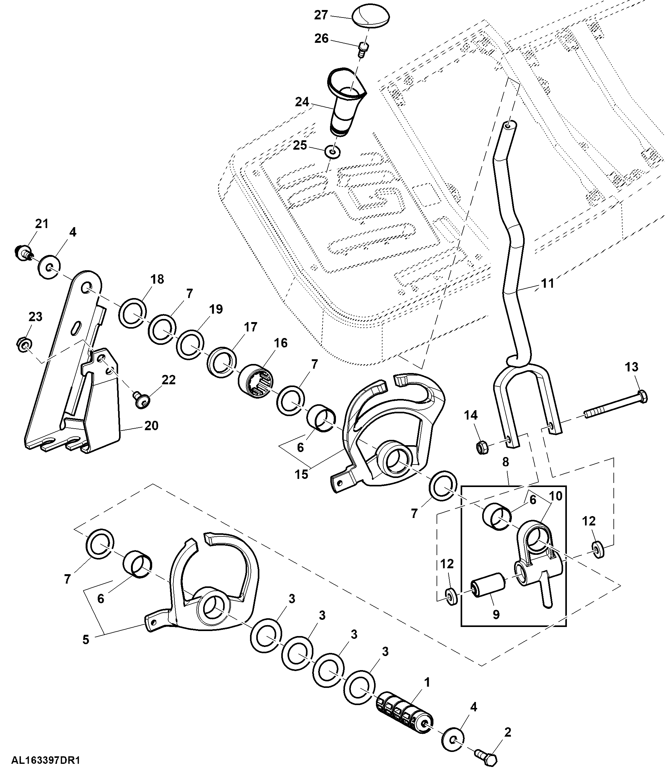 Rangeshift Lever, Power Shift Transmission, W/O LH Reverser