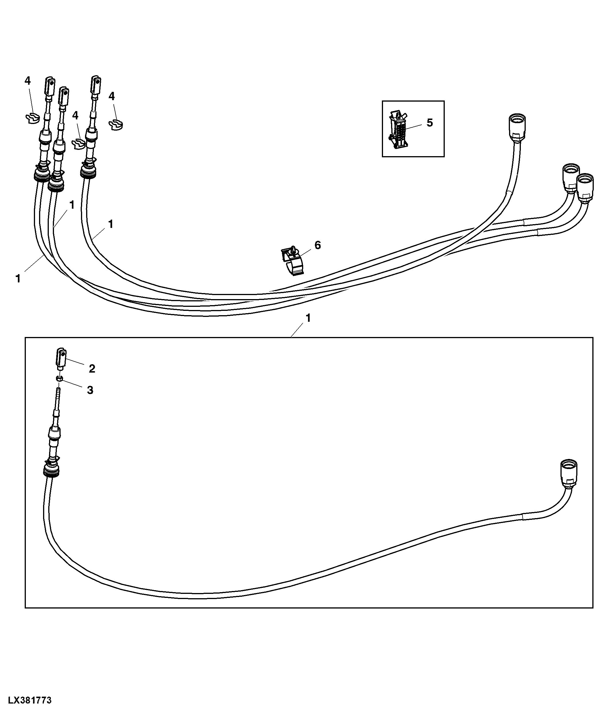 Cable, Lever, Selective Control Valve, 1st, 2nd, 3rd