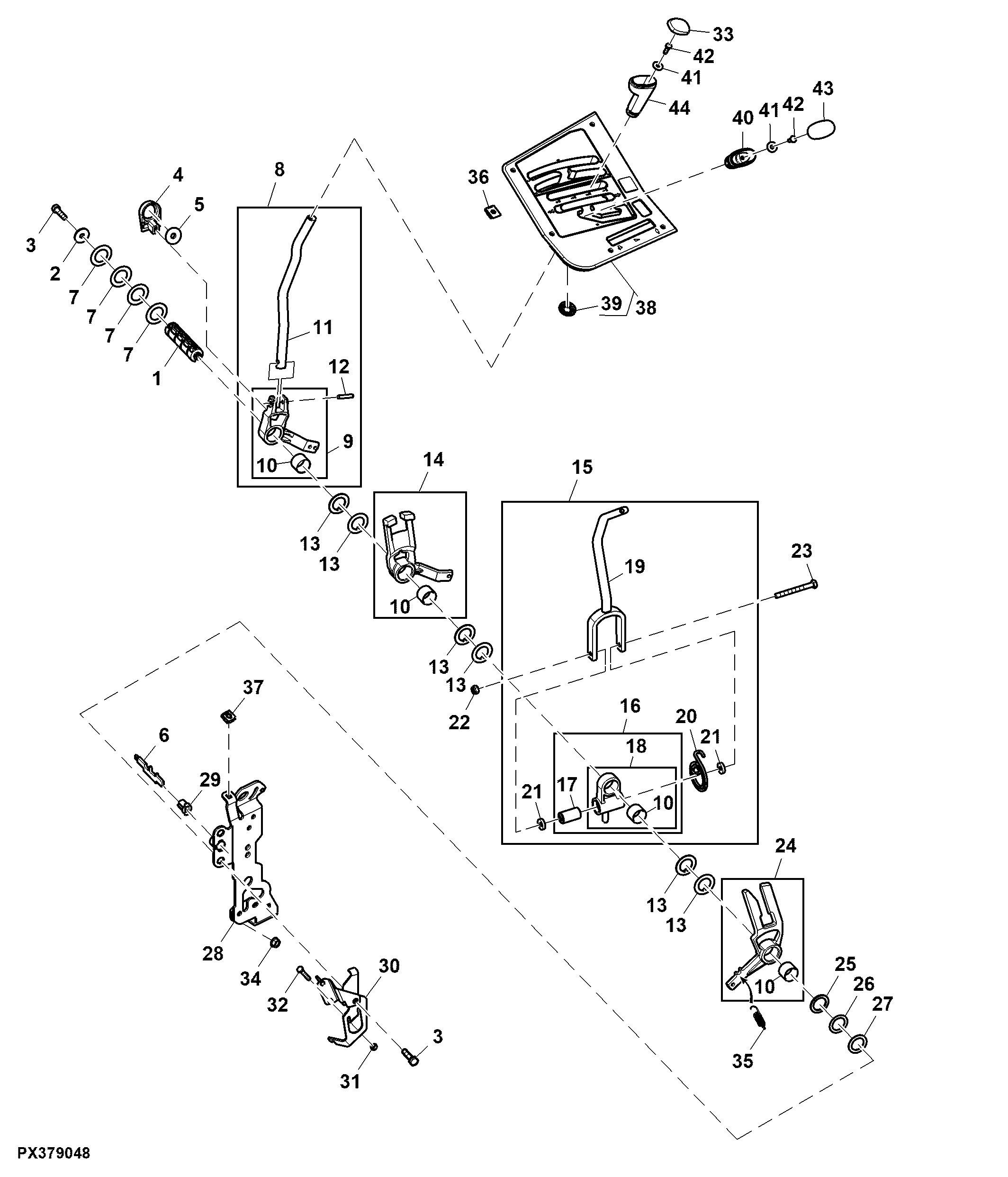 Gearshift Lever, Power Shift Transmission, W/O LH Reverser