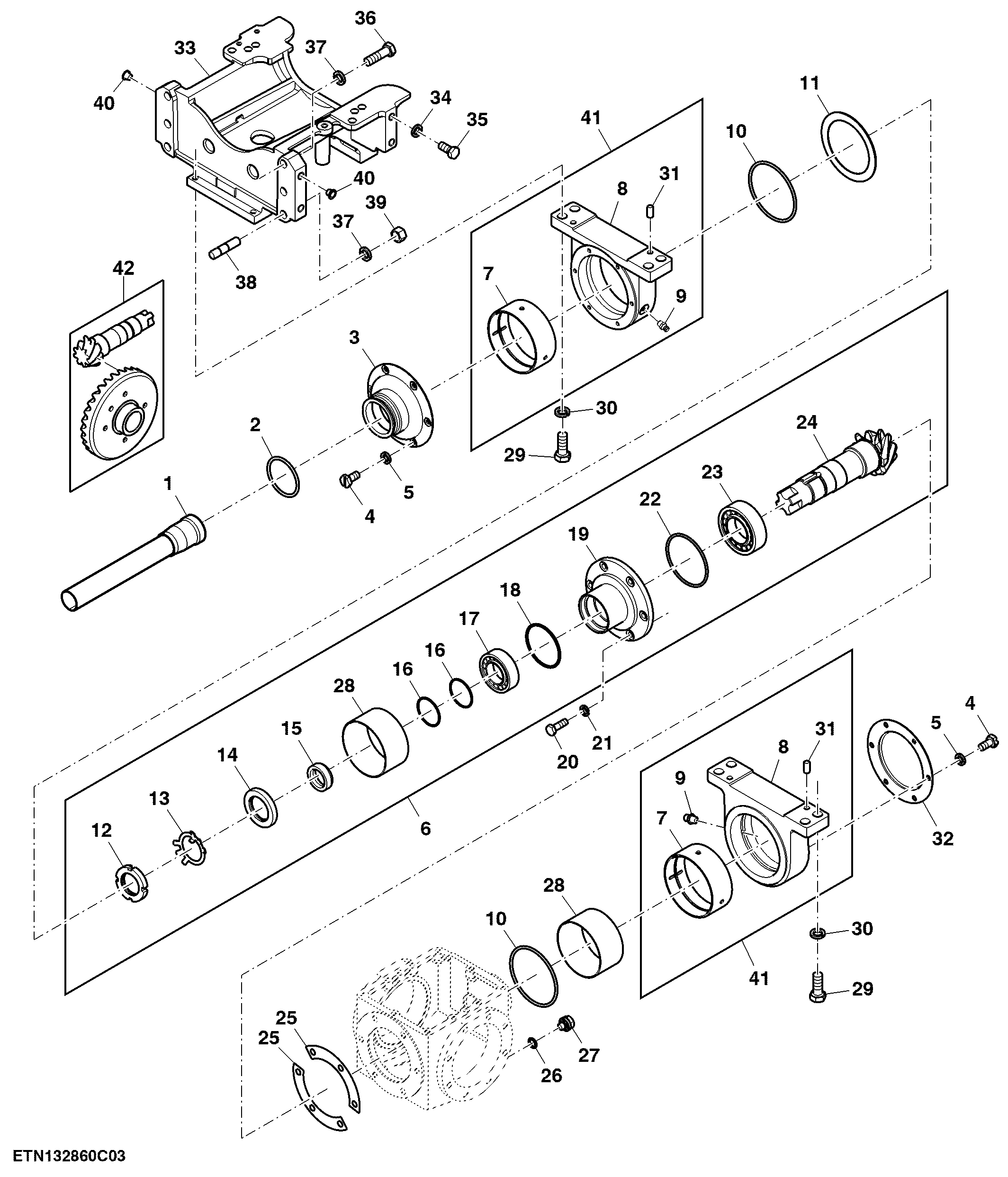 Front Axle Support and MFWD Drive Shaft, 1200 mm