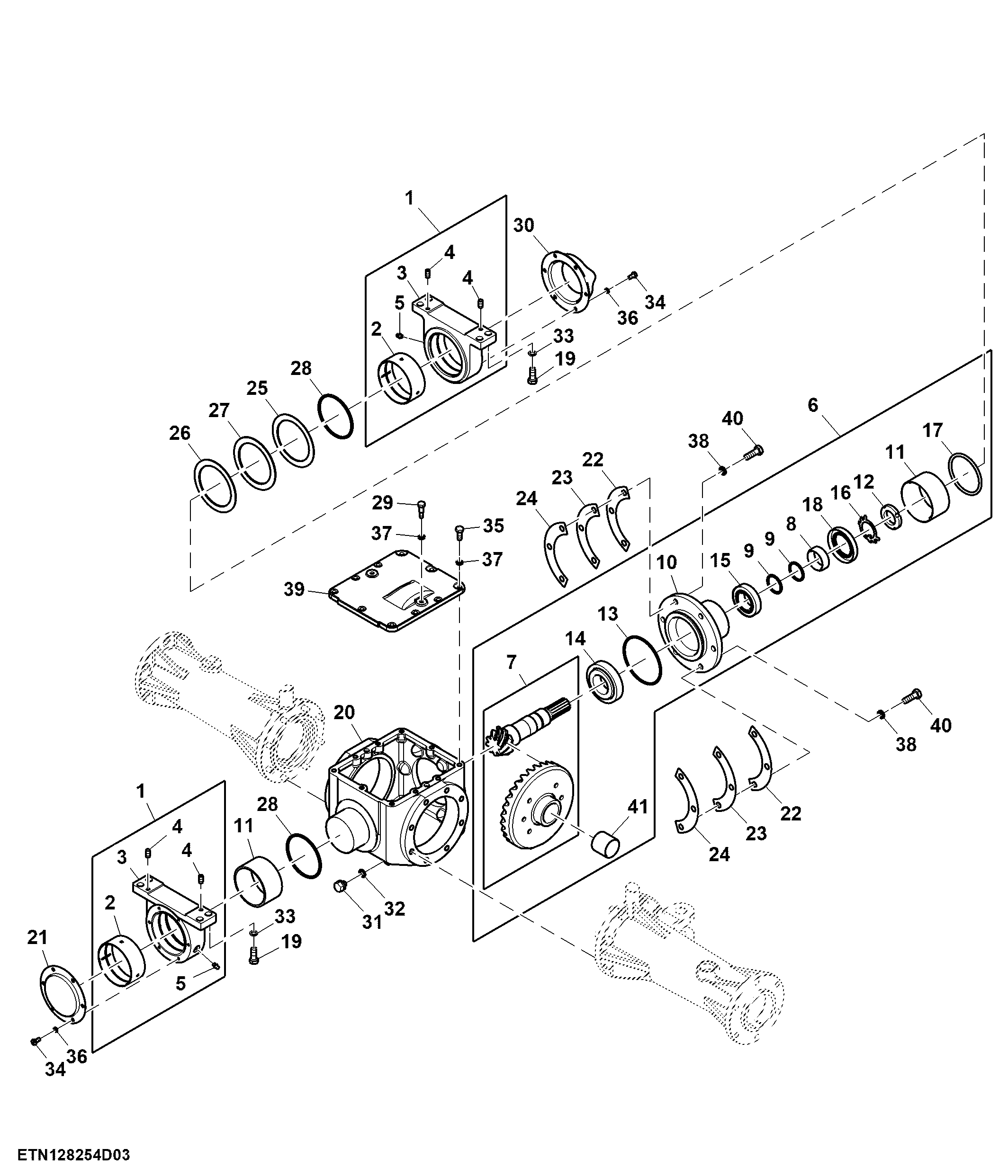 Front Differential Housing and MFWD Drive Shaft