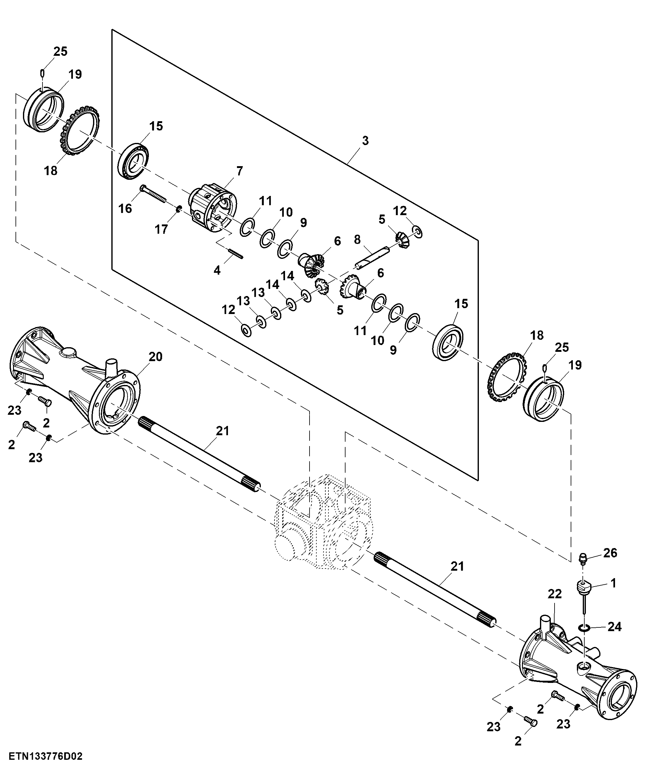 Final Drive, MFWD Axle, 1200 mm Wheel Tread, 29 Degree Steering Angle, Paddy Tire ( - 616018)