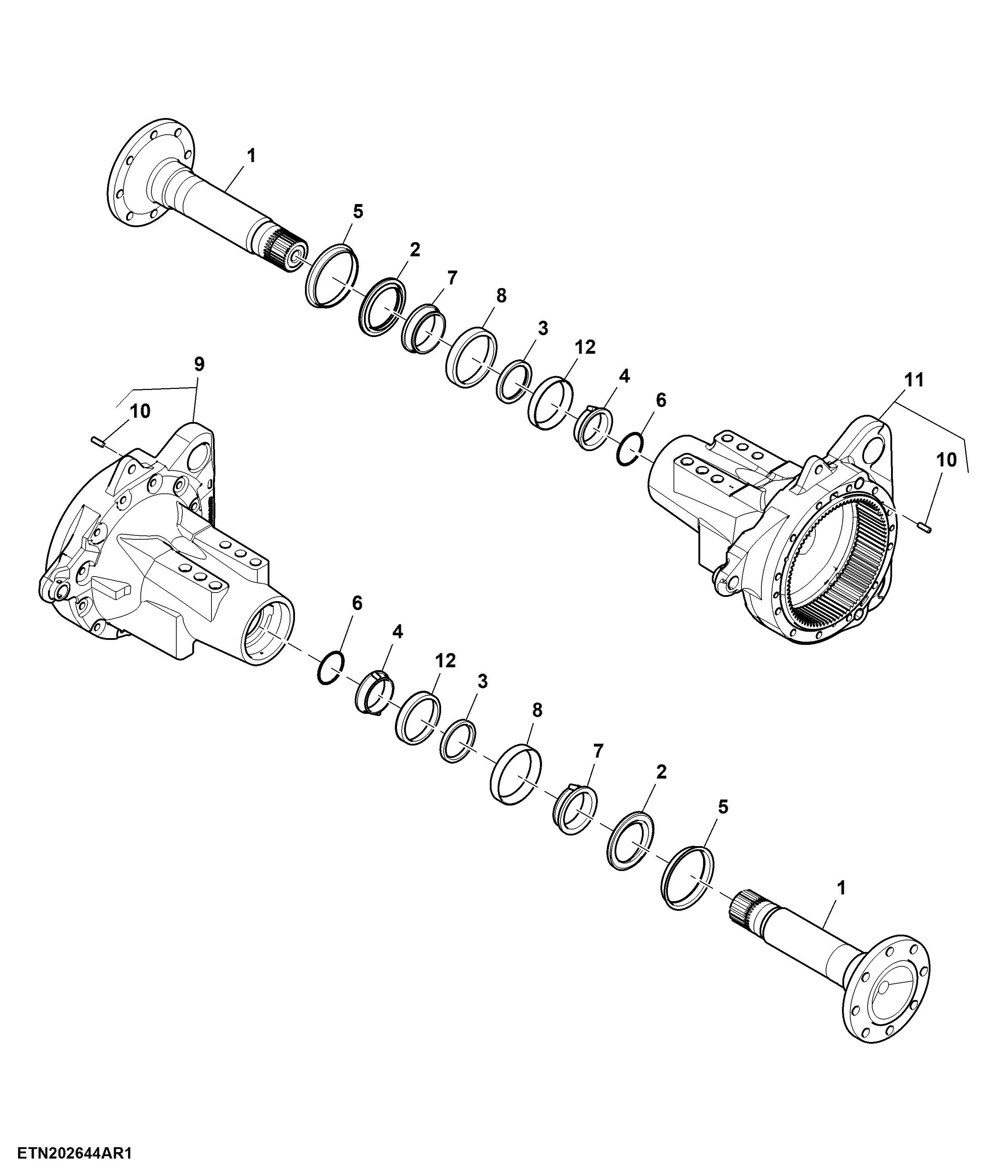 Rear Axle, Flanged, 203 mm Bolt Circle Diameter (000697 - )