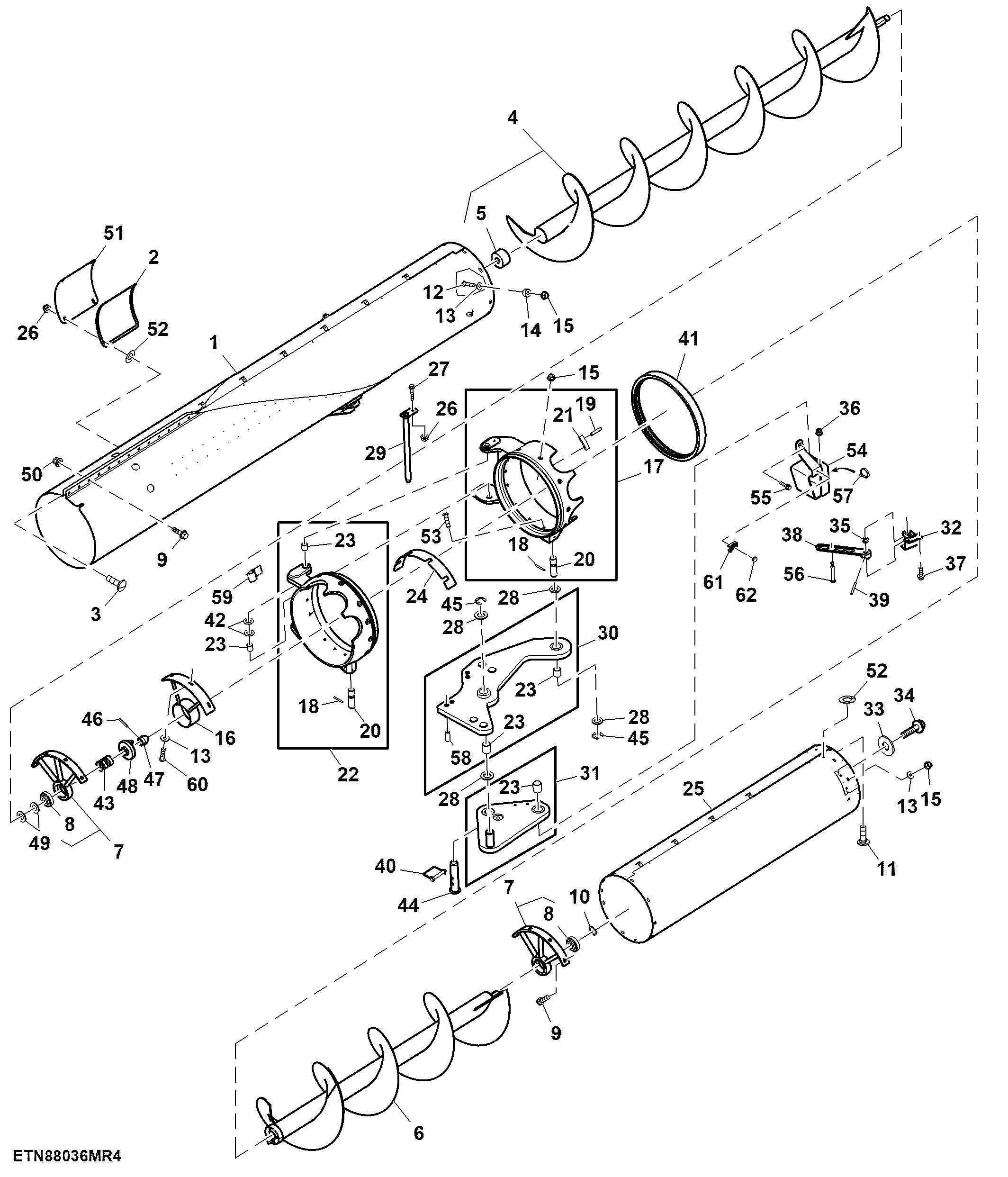 Auger Assembly, Folding Unloading Auger, 6.9 m (22.5 ft) ( - 775000)