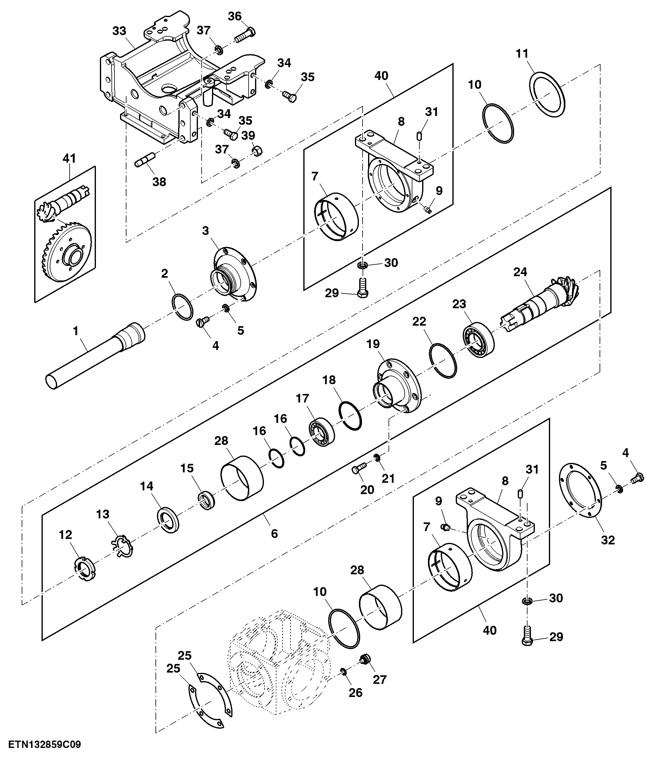 Front Axle Support and MFWD Drive Shaft, 1300 mm