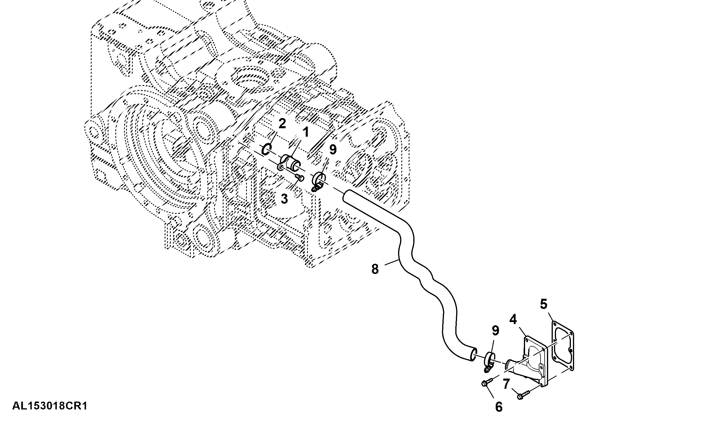 Retun Oil line, Transmission, W/ Option Box