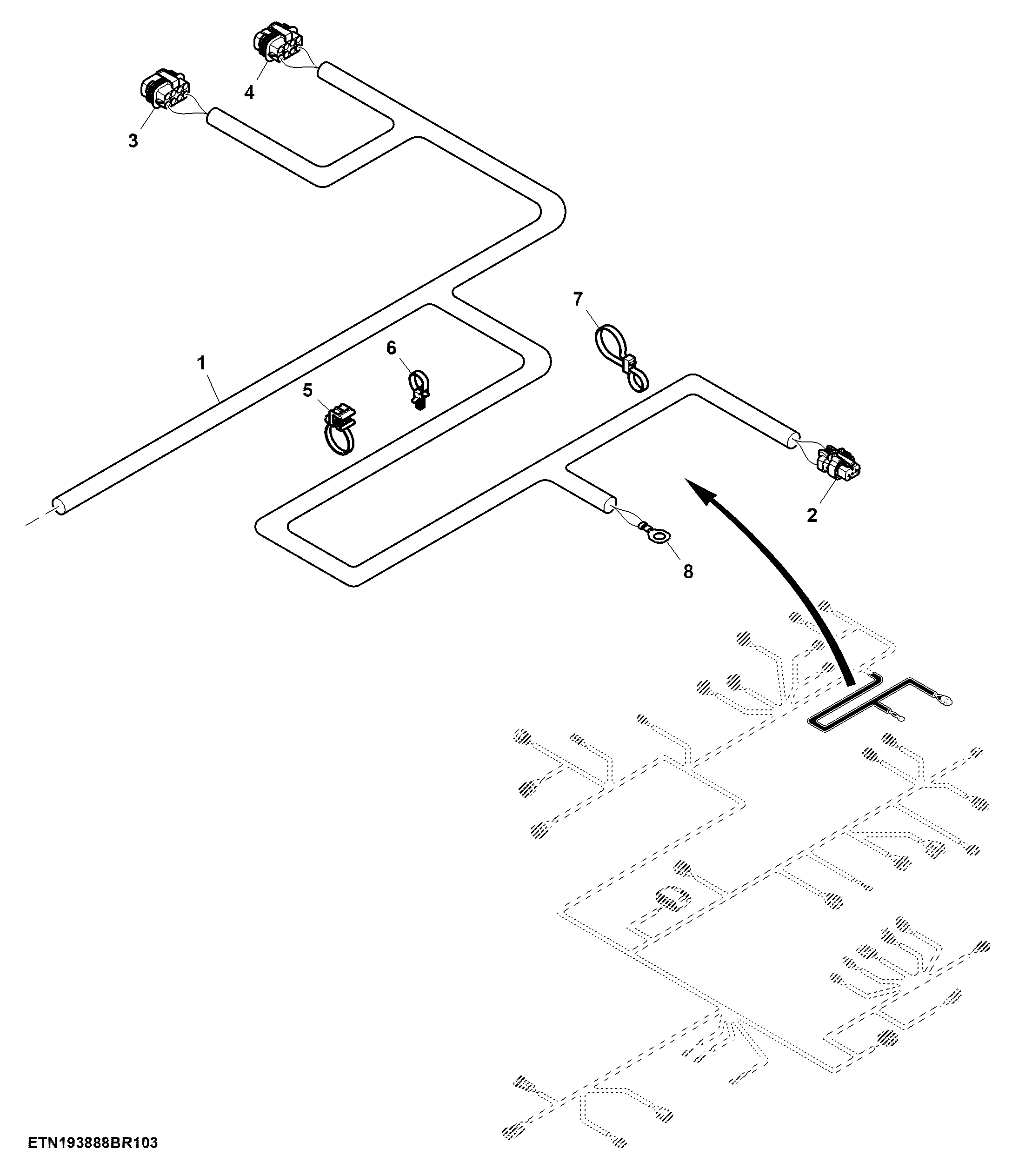 Main Wiring Harness W/ Power Shift Transmission Control Unit, Left Control Unit 2 (3/5) ( - 140225)