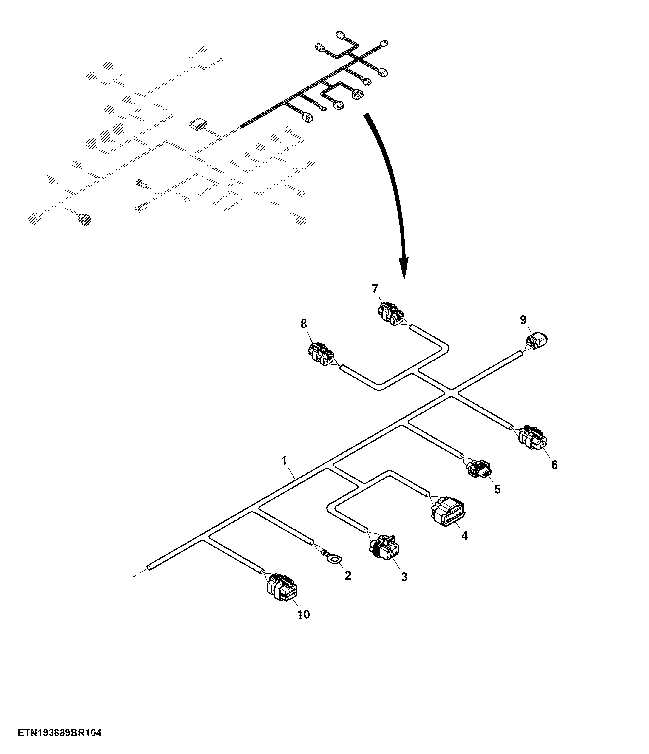 Main Wiring Harness W/O Power Shift Transmission Control Unit, Left Control Unit 2 (4/5) ( - 140116)