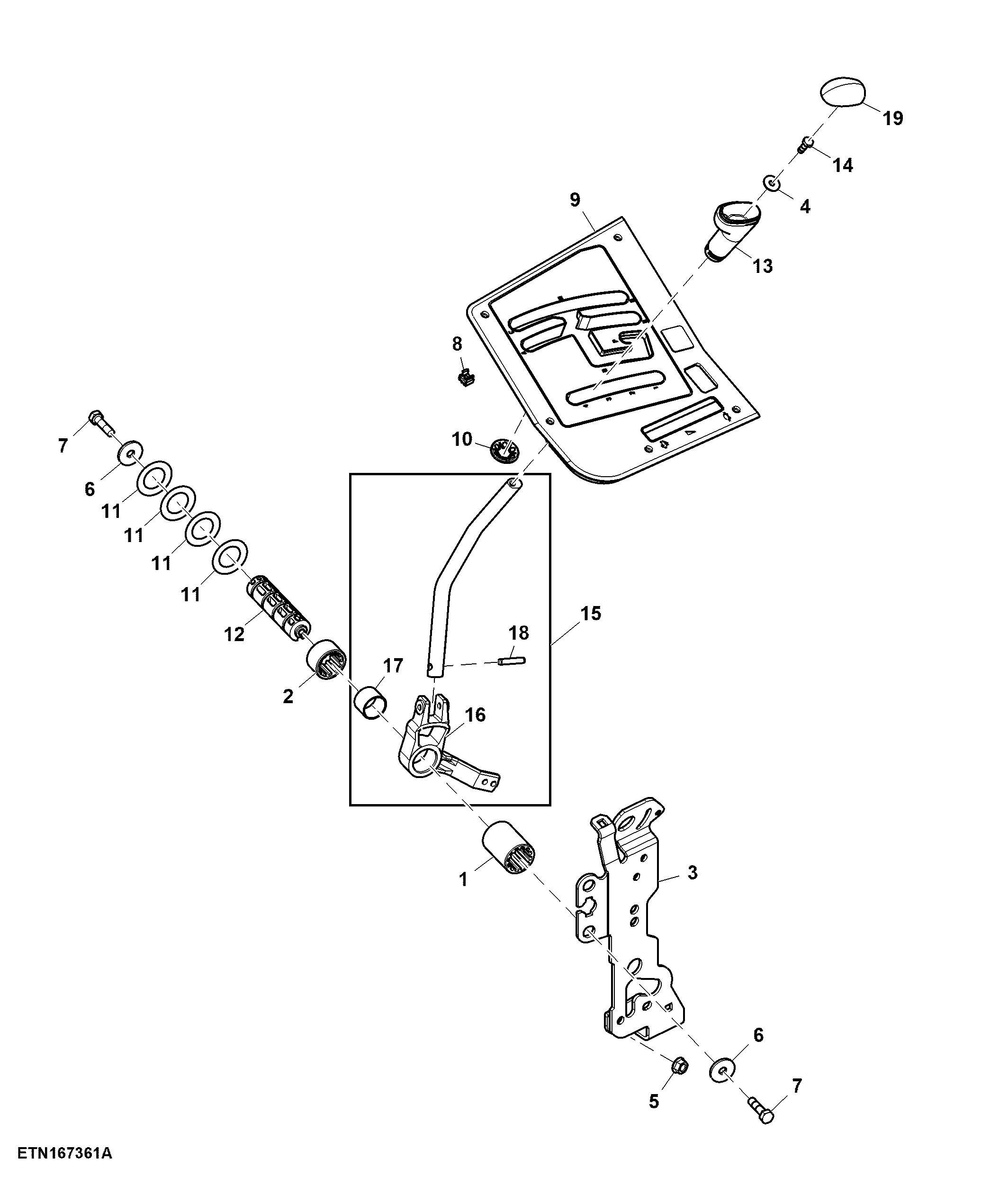 Gearshift Lever, PowrQuad™, W/ Mechanical LH Reverser, Cab