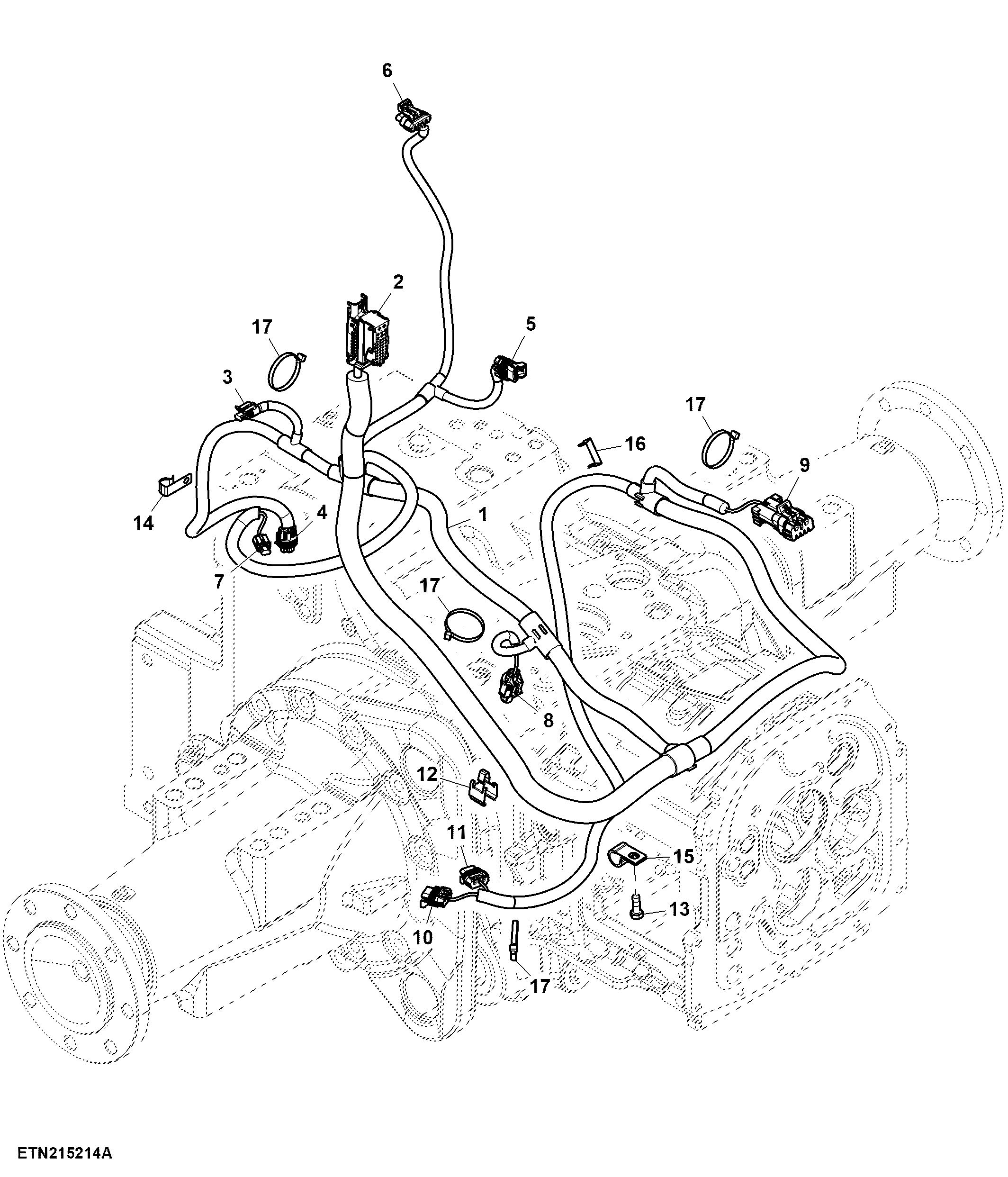 Rear Transmission Wiring Harness, W/ Hitch ( - 009999)
